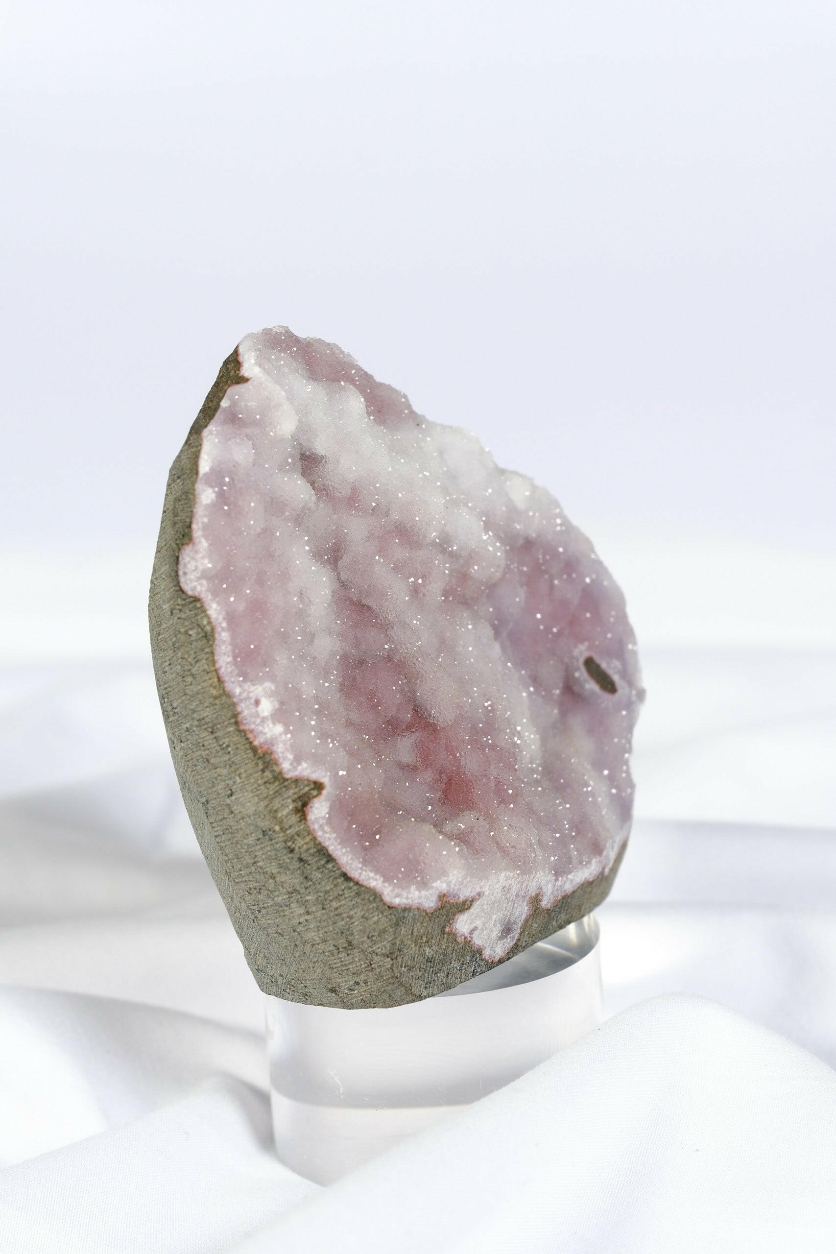Pink / Purple Botryoidal Chalcedony Cutbase Healing Crystal.