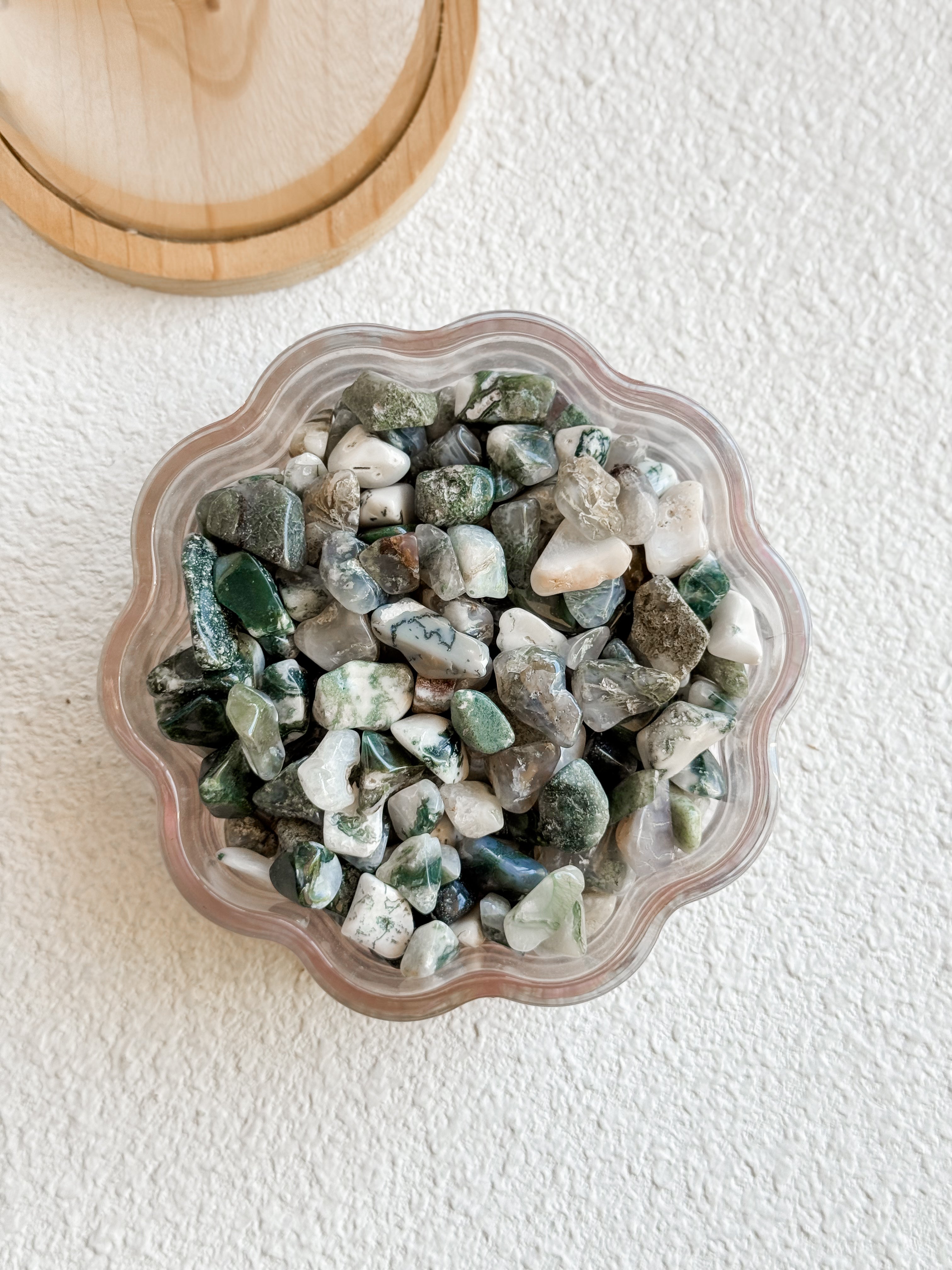 Moss Agate Large Chips / Mini Tumble (100g)