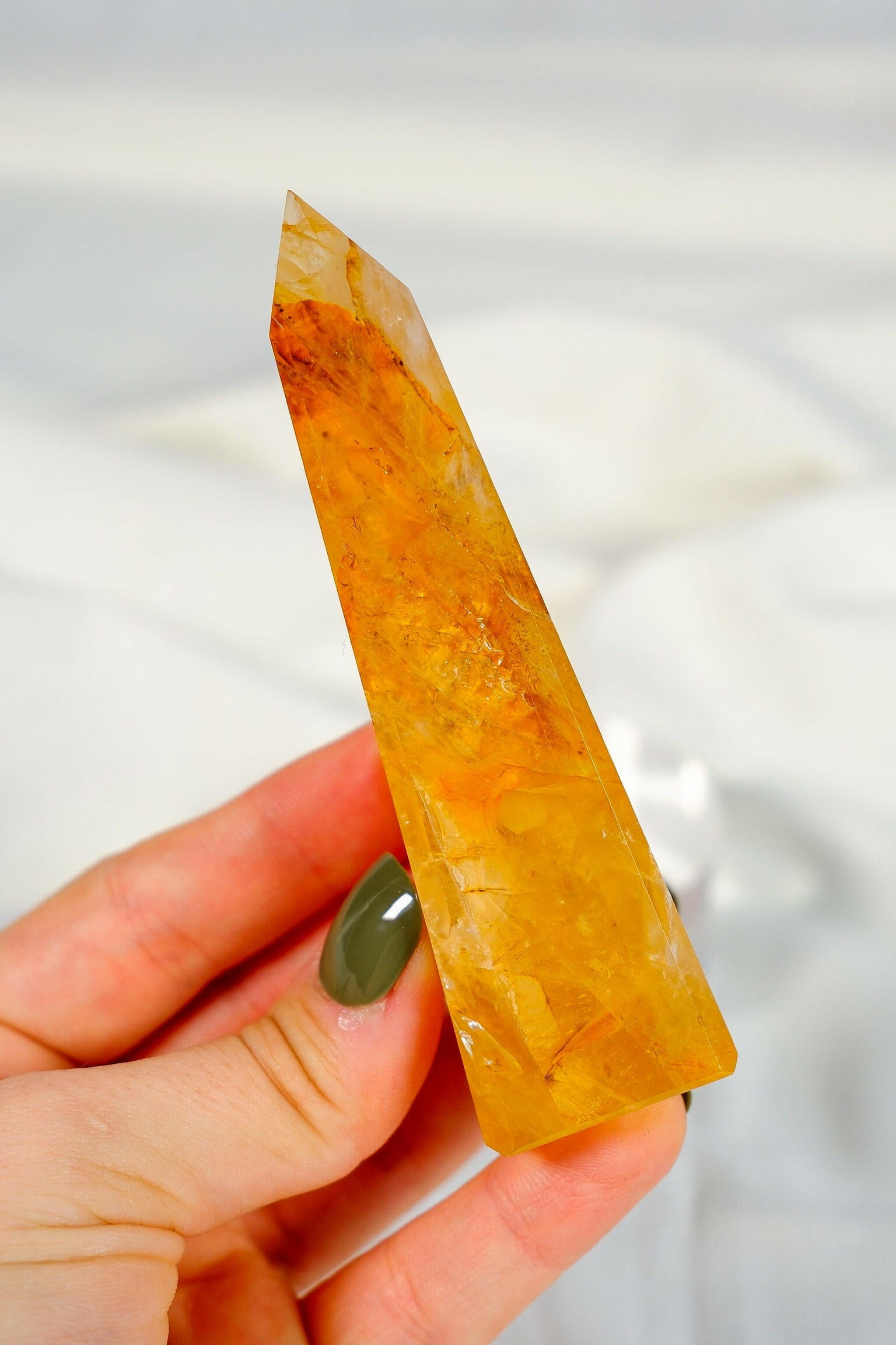 Golden Healer Obelisk Healing Crystal.