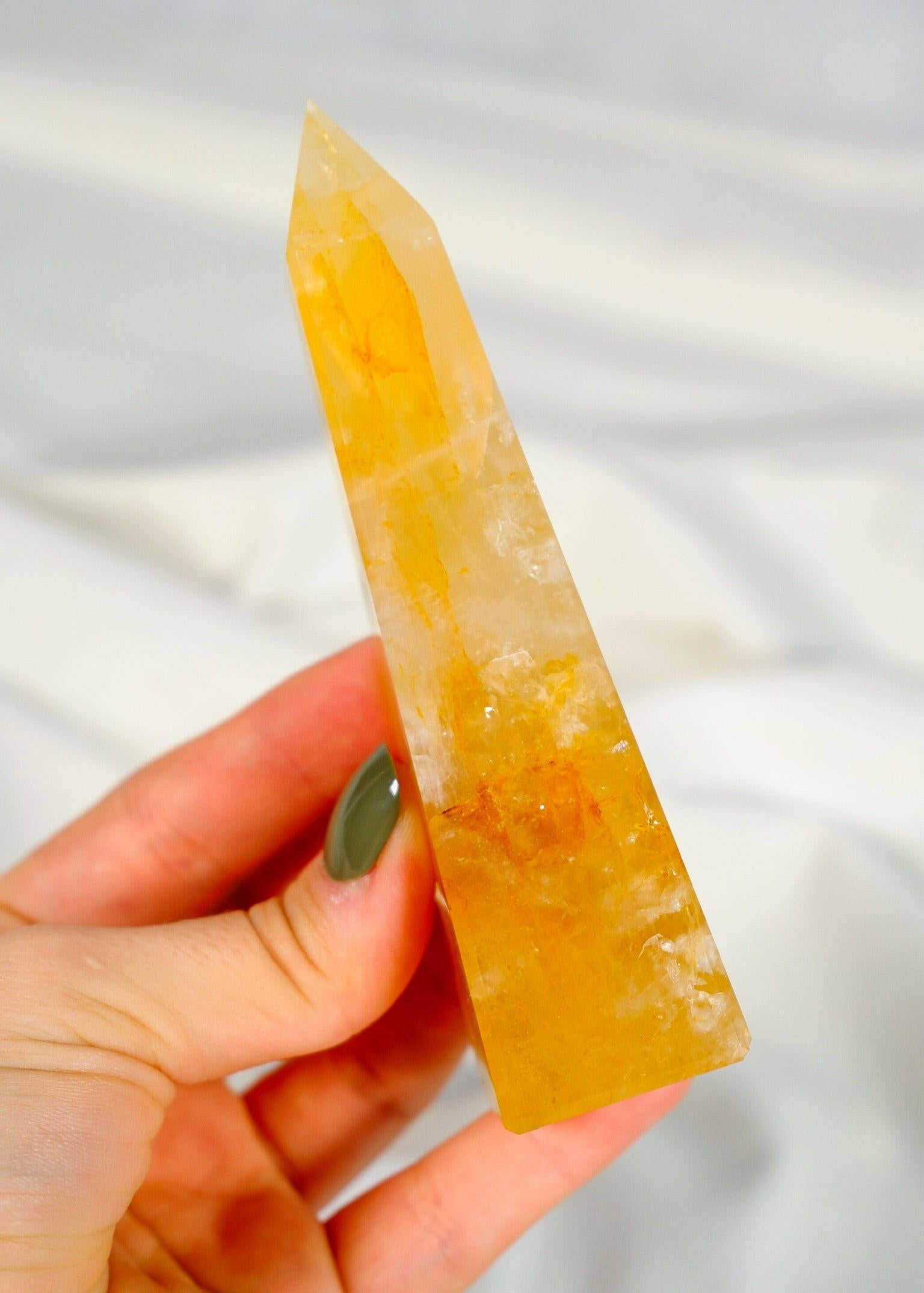 Golden Healer Obelisk Healing Crystal.