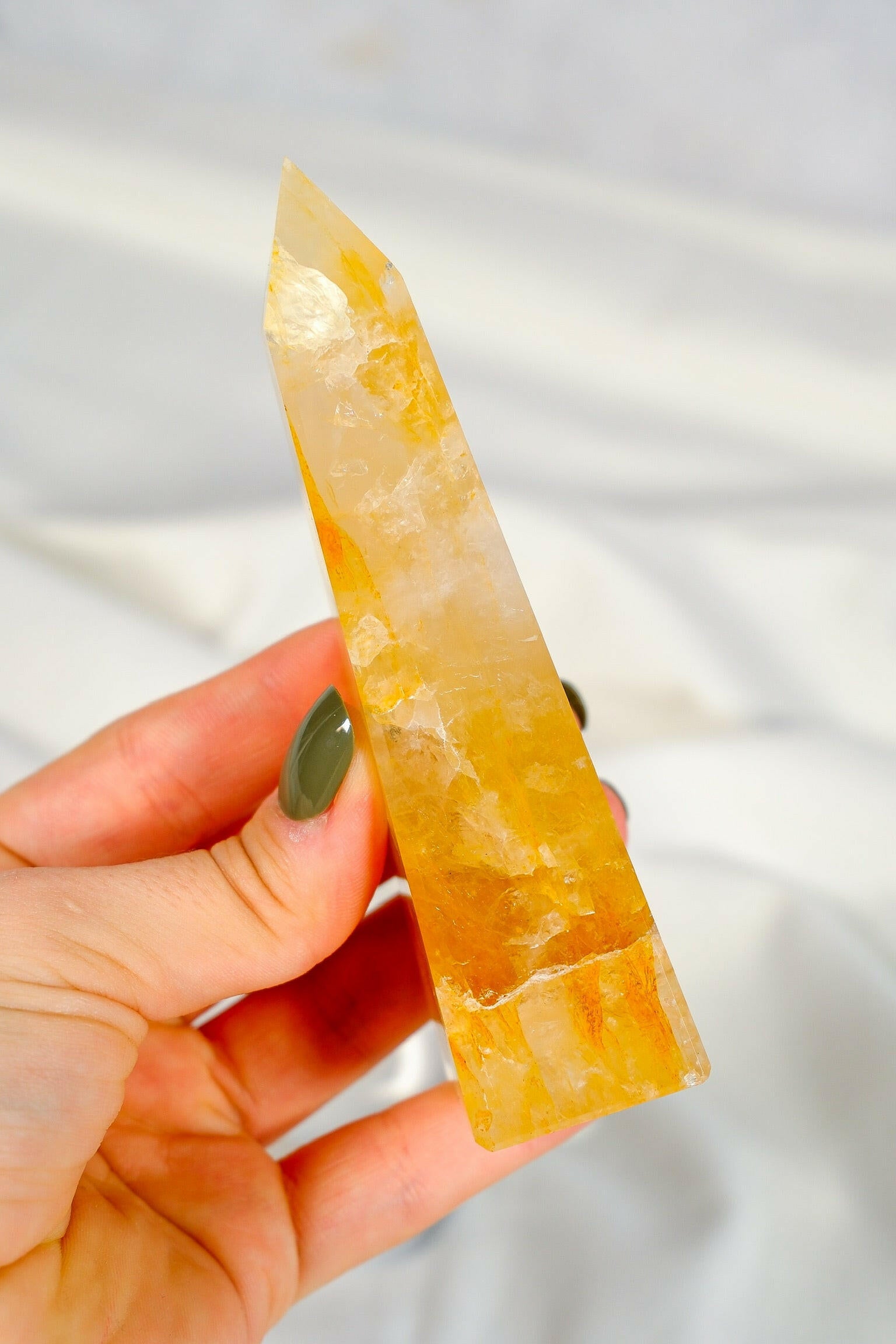 Golden Healer Obelisk Healing Crystal.