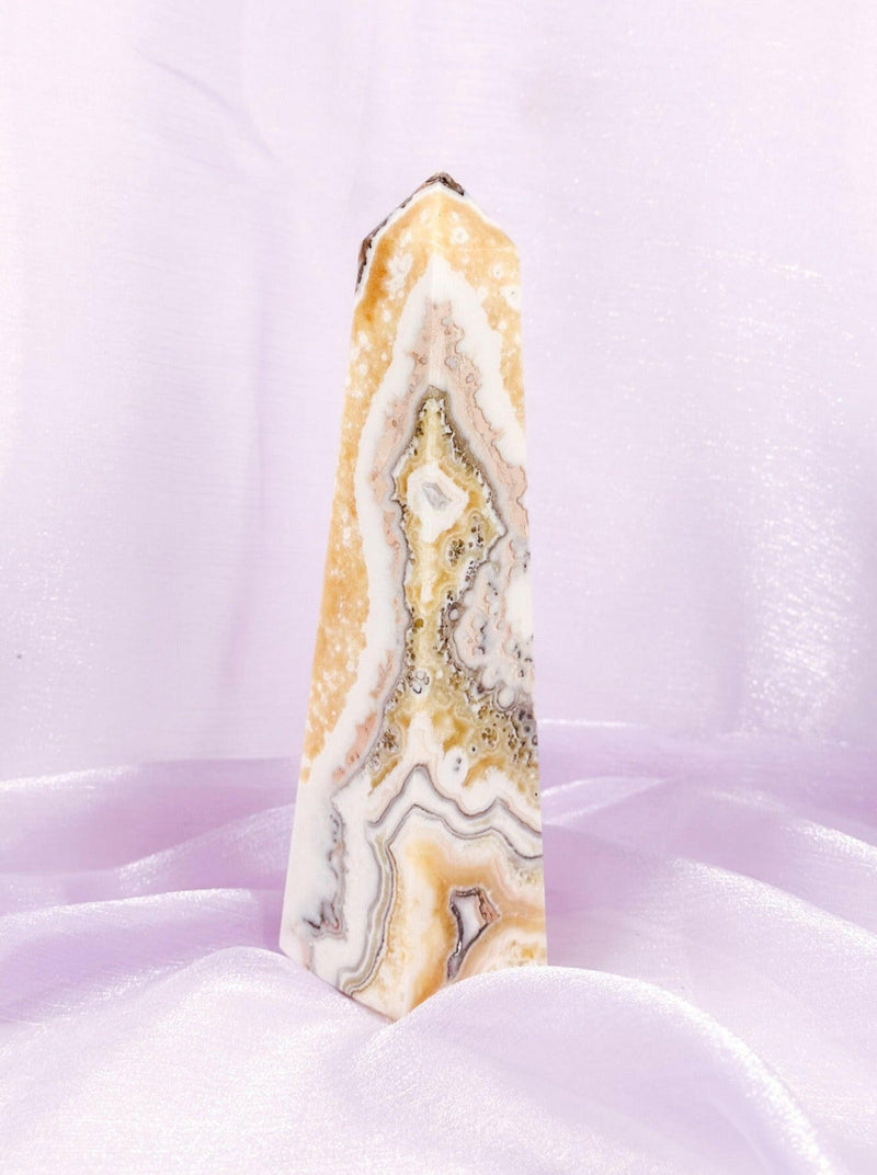 Banded Orange Calcite Tower - Premium healing crystal from Stones of Virtue Australia.