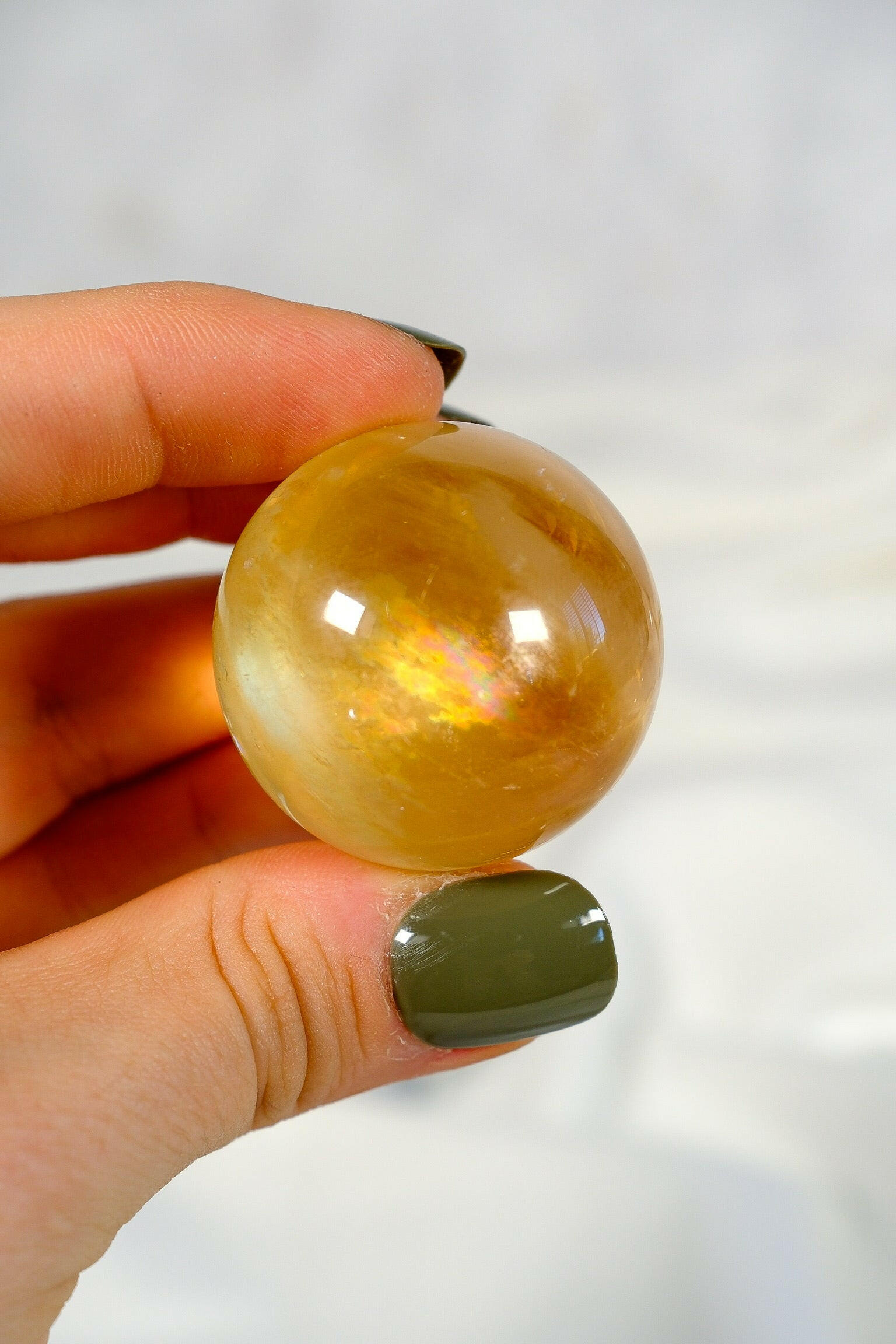 Honey Calcite Sphere Healing Crystal.