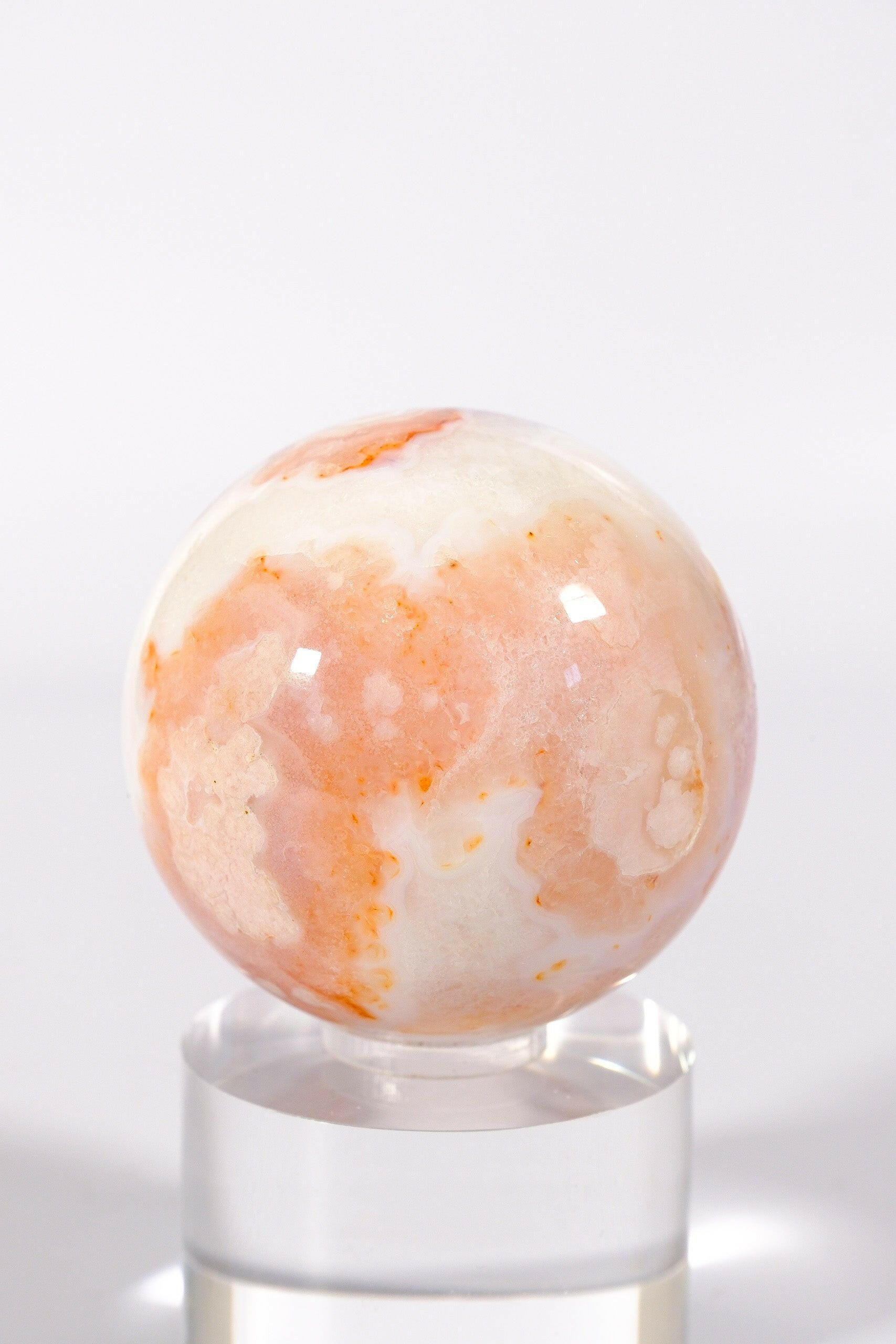 Flower Agate/Carnelian Sphere Healing Crystal.