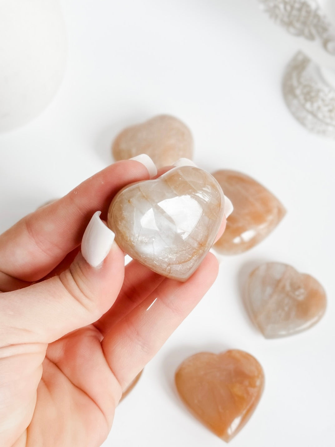 Peach Moonstone Heart