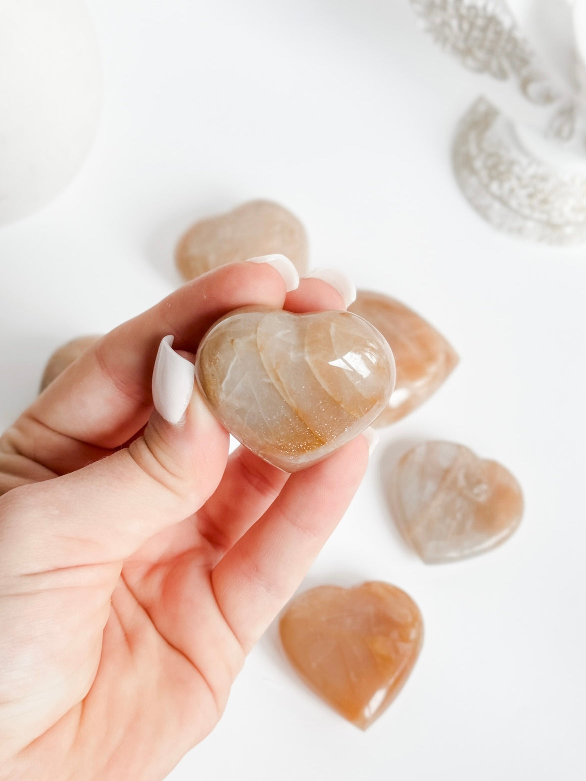 Peach Moonstone Heart