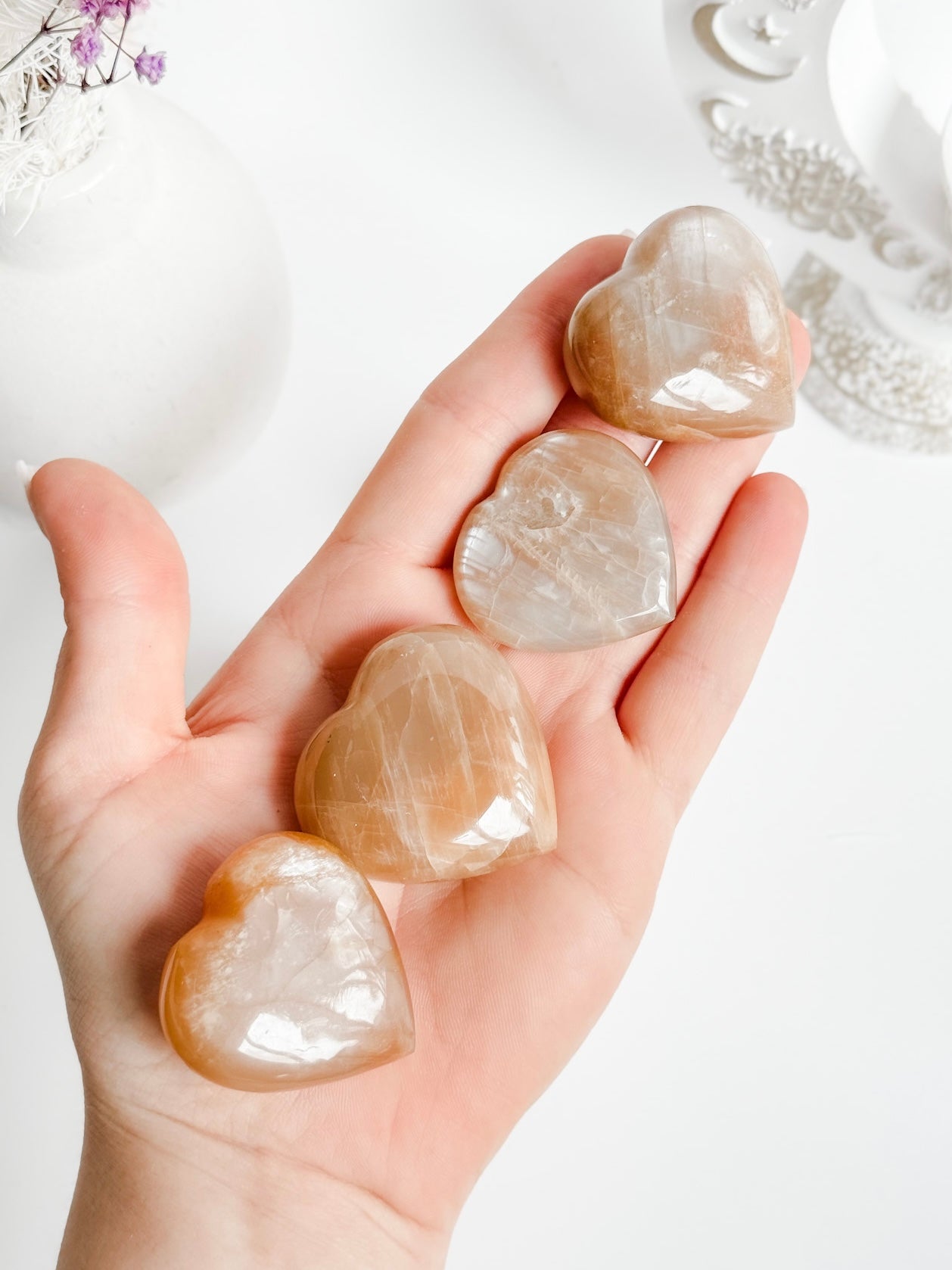 Peach Moonstone Heart