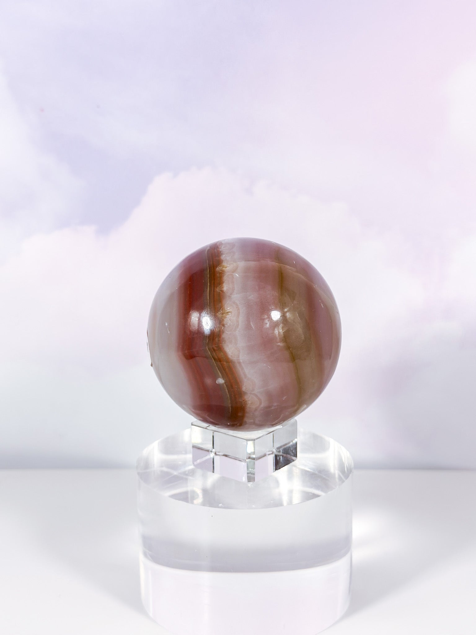 Pink Banded Calcite Sphere