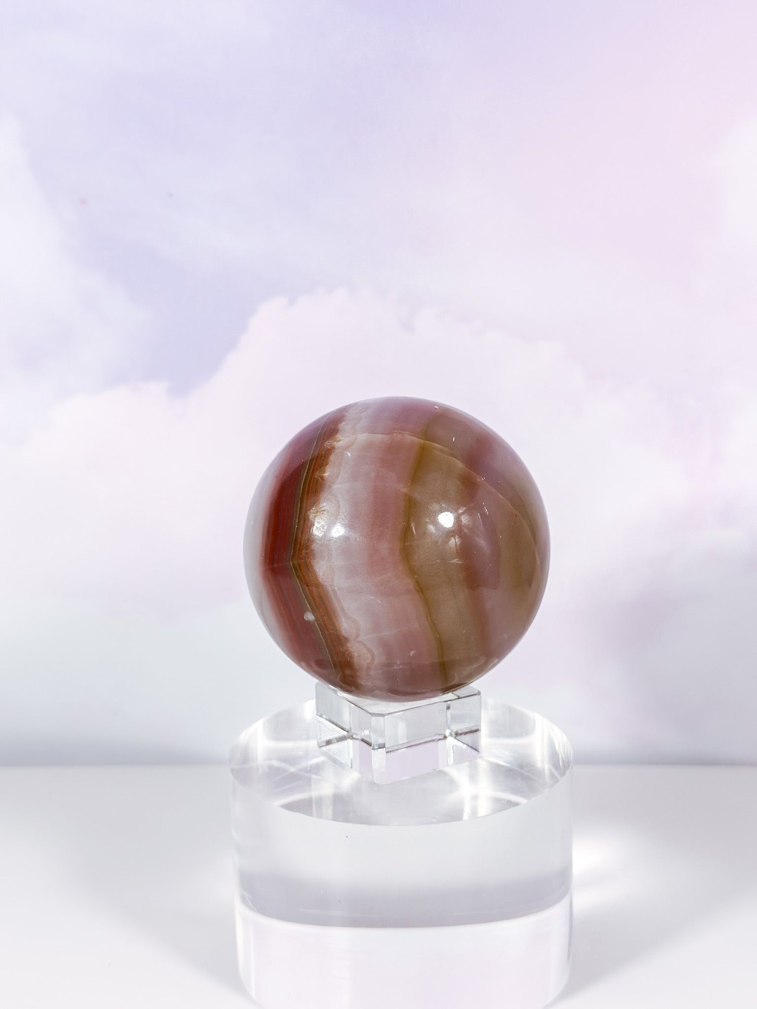 Pink Banded Calcite Sphere