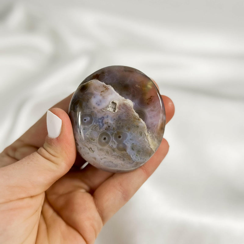 8th Vein Ocean Jasper Palmstone Healing Crystal.
