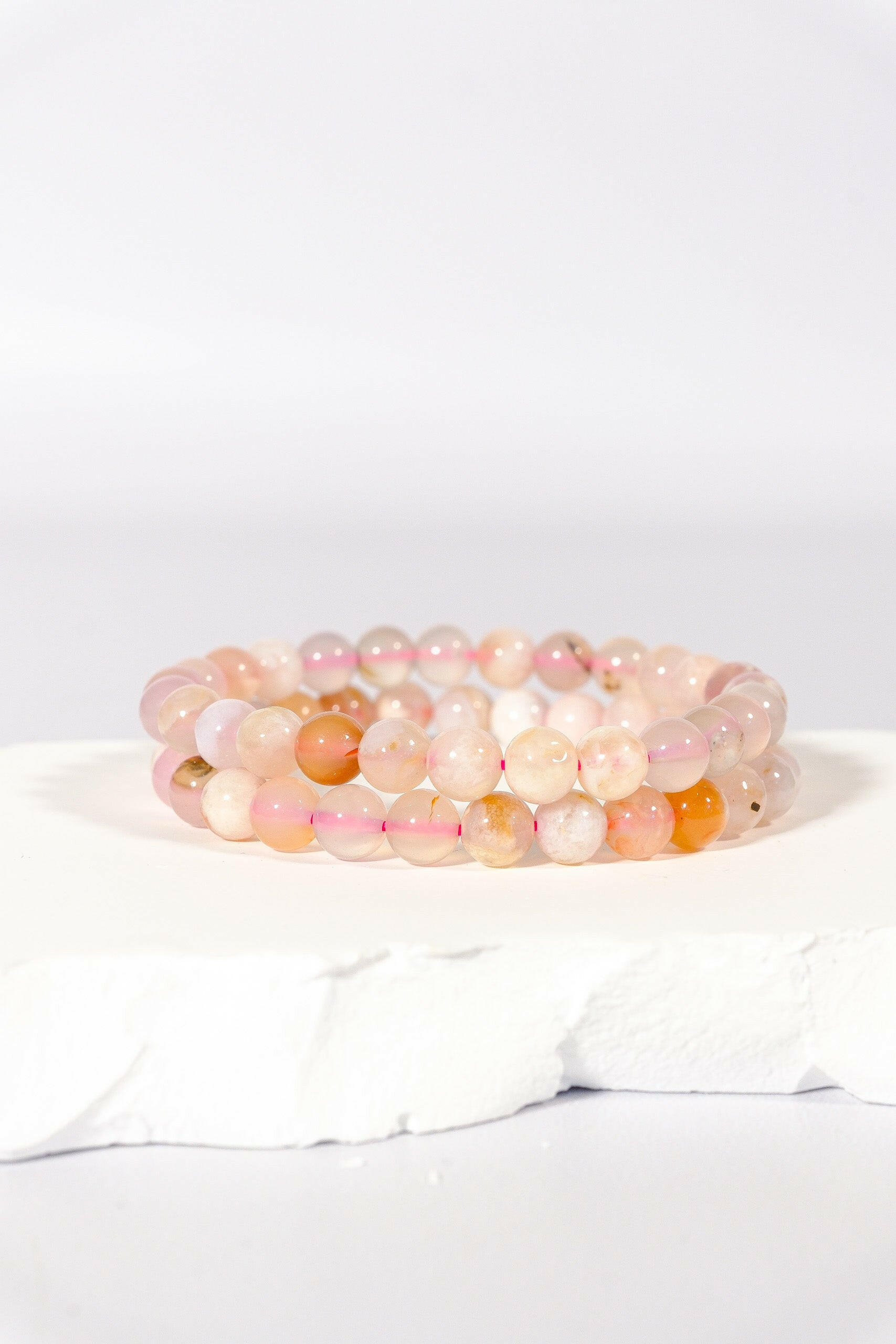 6mm Flower Agate Bracelet Healing Crystal.