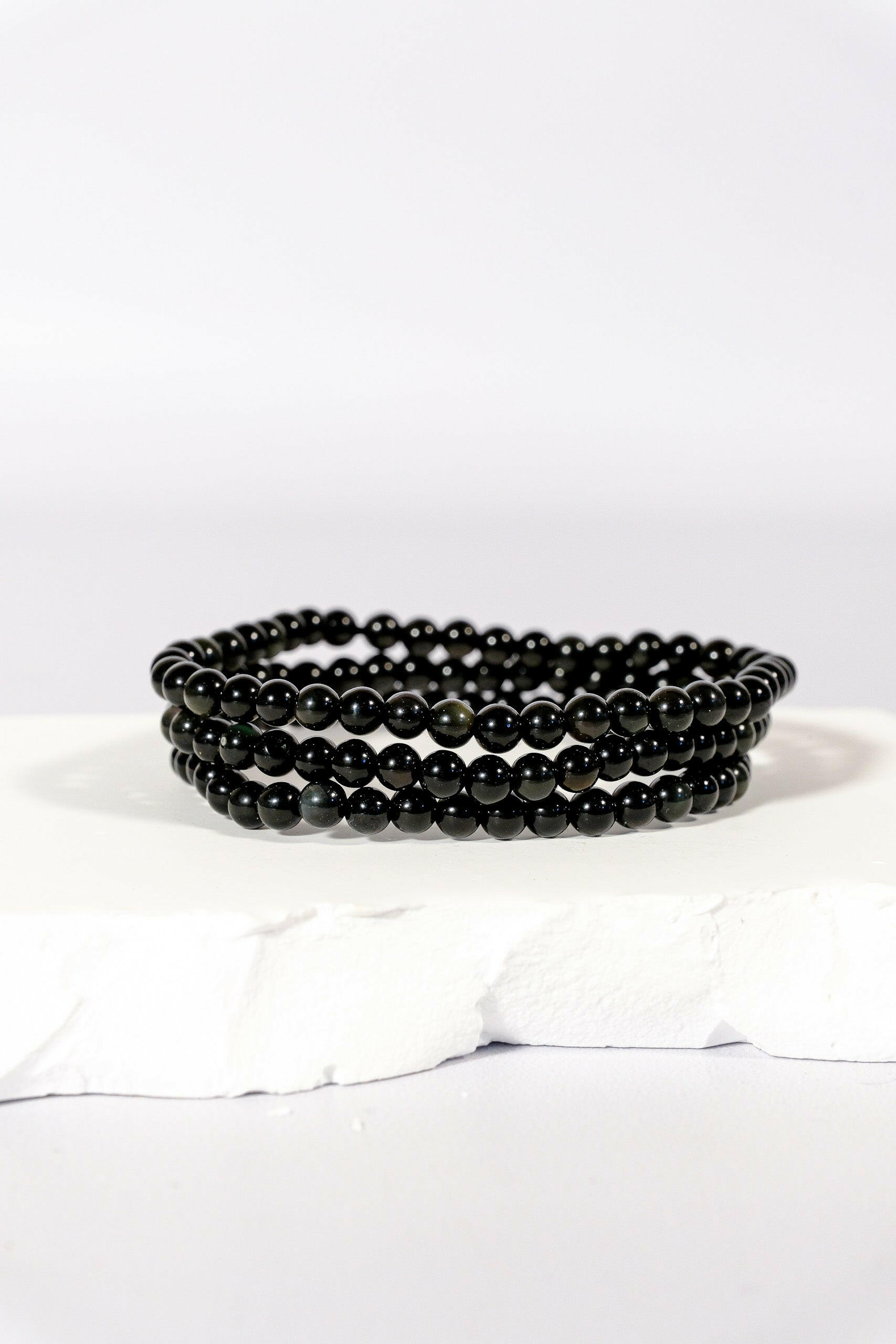 4mm Rainbow Obsidian Bracelet Healing Crystal.