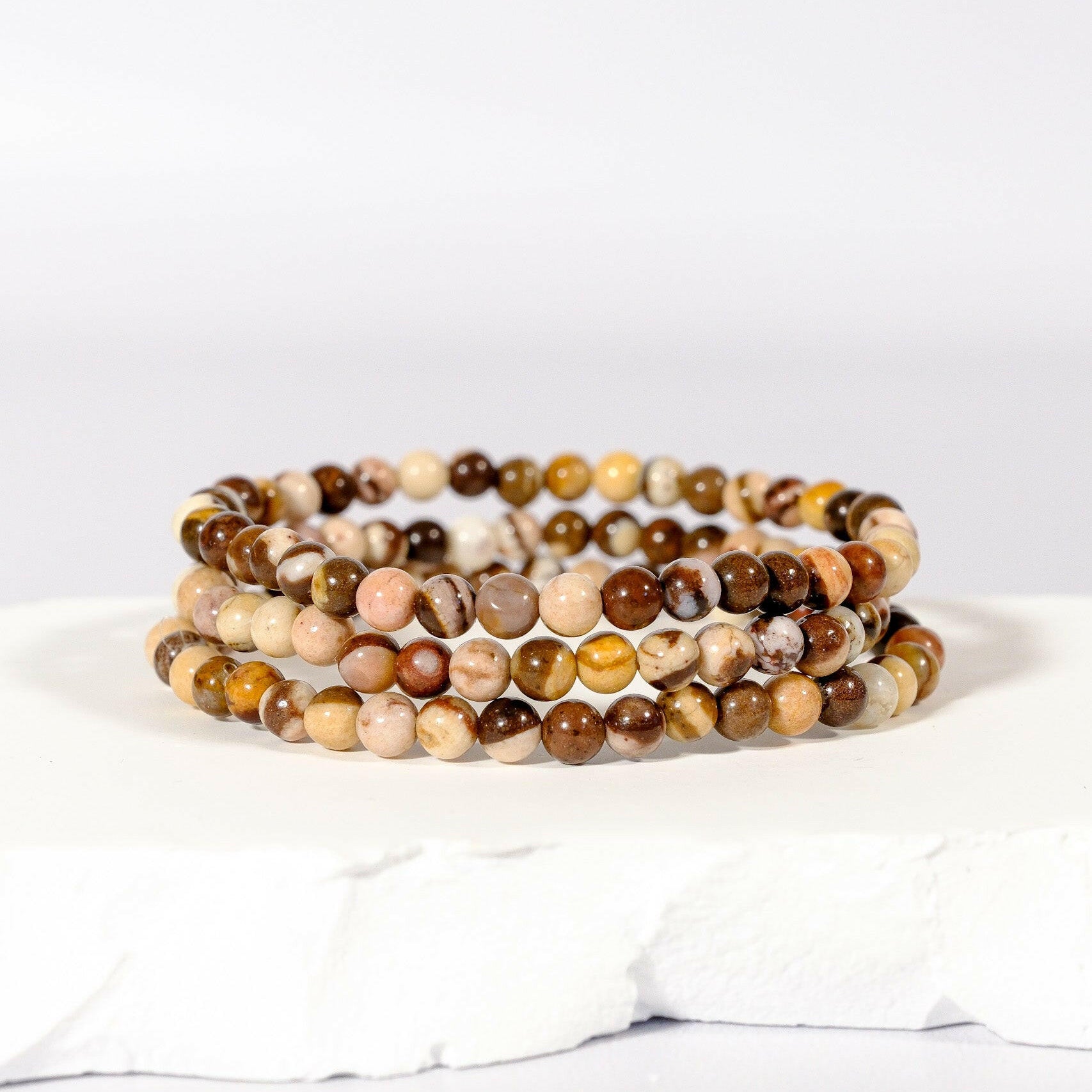 4mm Chocolate Calcite Bracelet Healing Crystal.