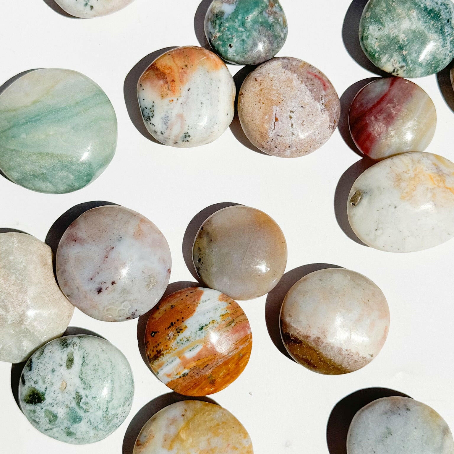 High Grade Ocean Jasper Button Healing Crystal.