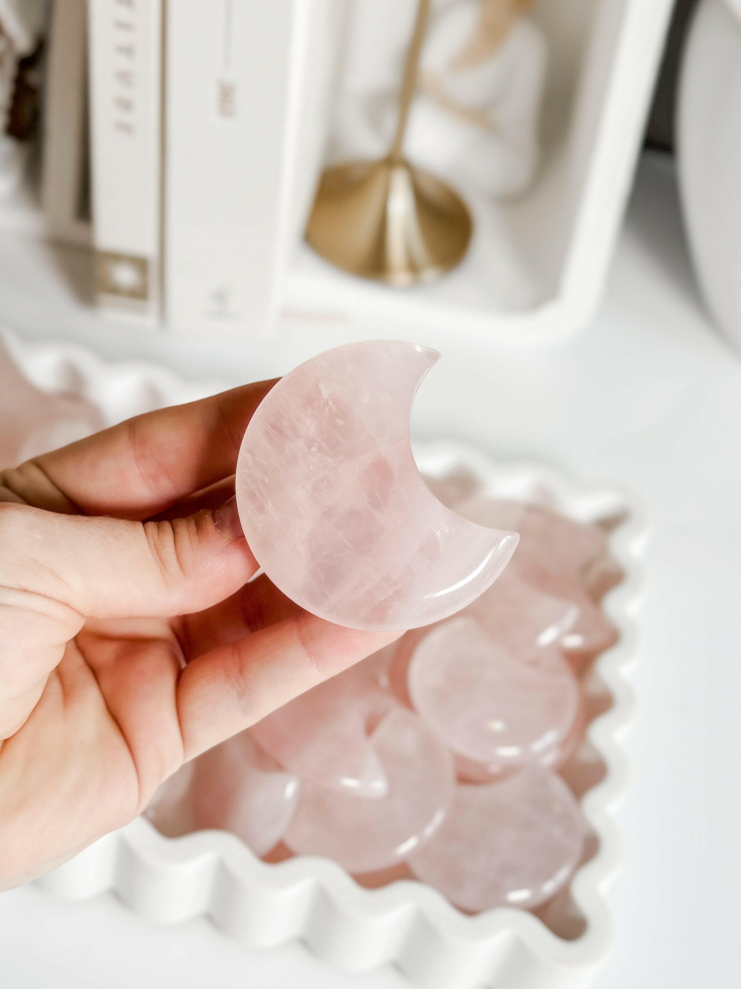 Rose Quartz Moon Healing Crystal.