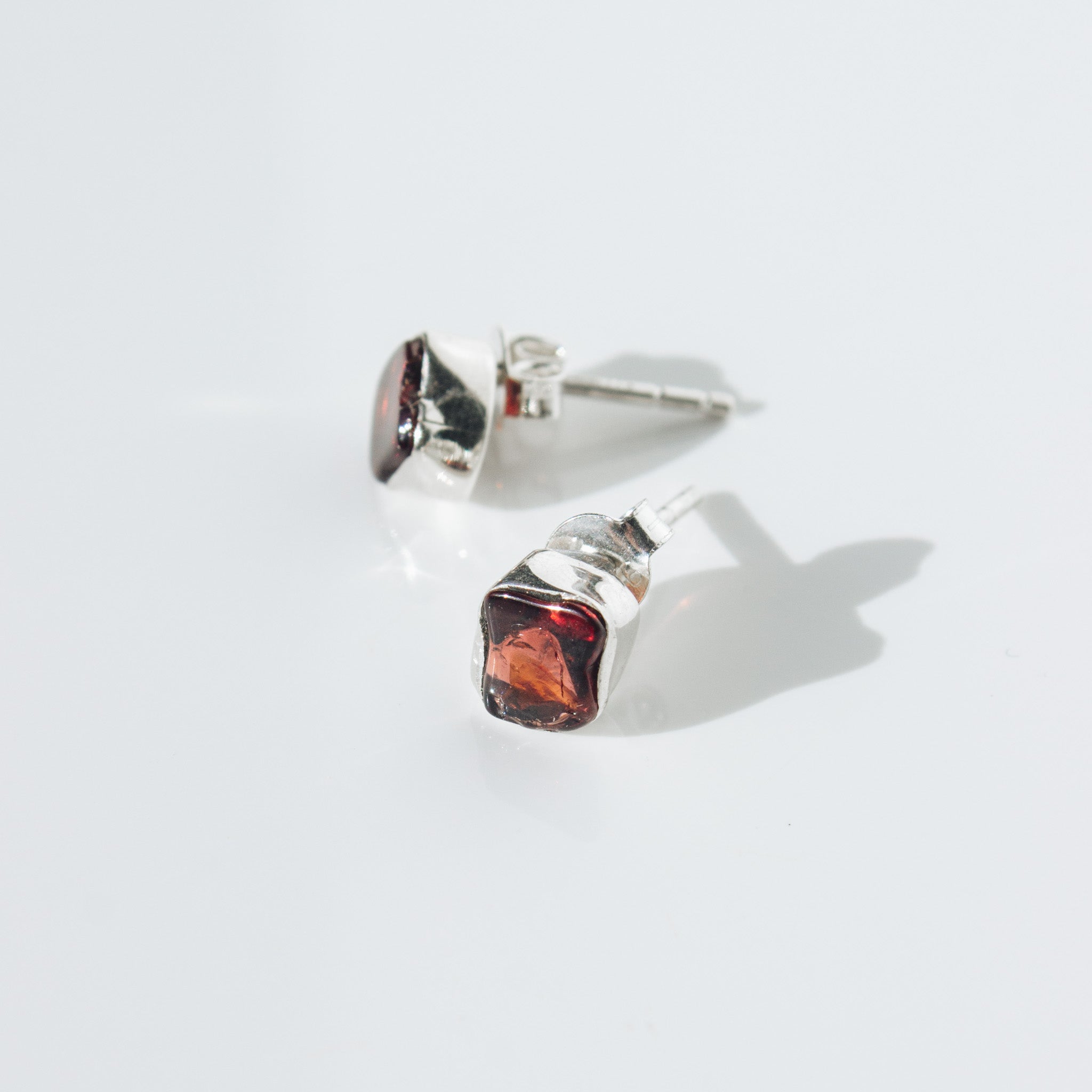 Garnet Earrings - 925 Sterling Silver