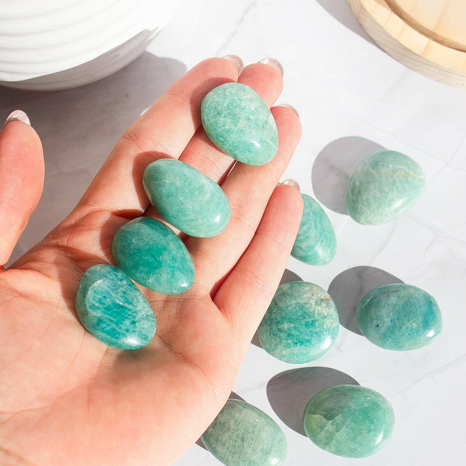 Amazonite Mini Palms - Premium healing crystal from Stones of Virtue Australia.