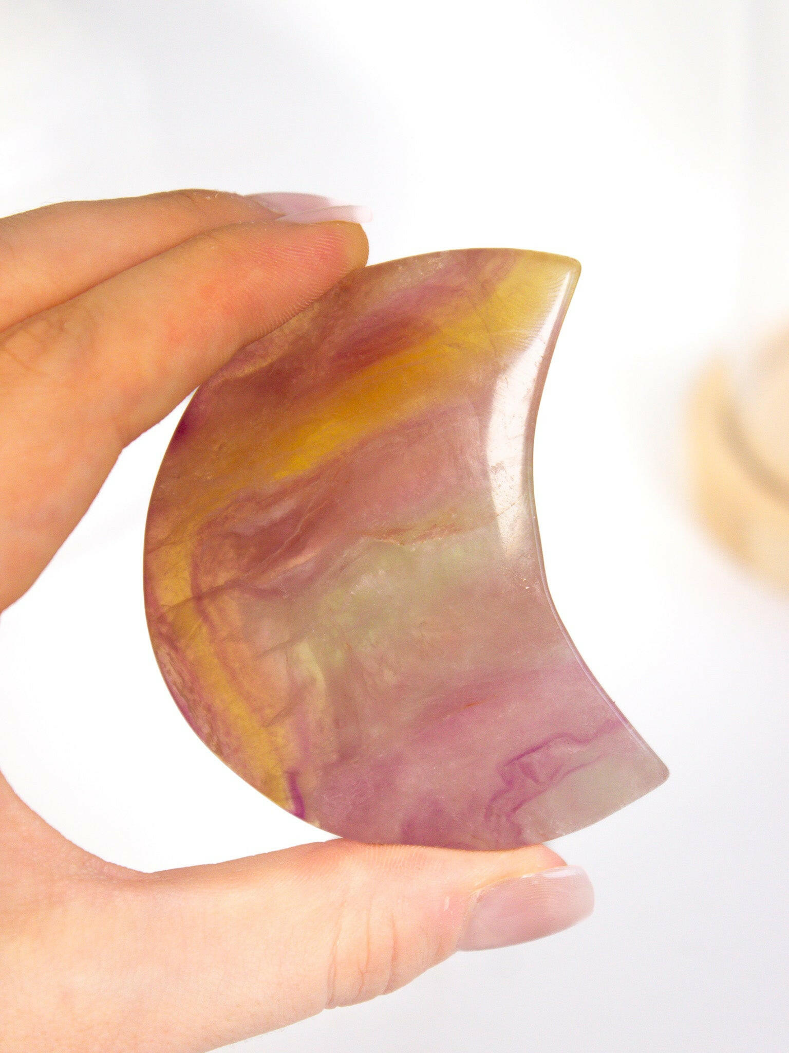 Candy Fluorite Moon Healing Crystal.