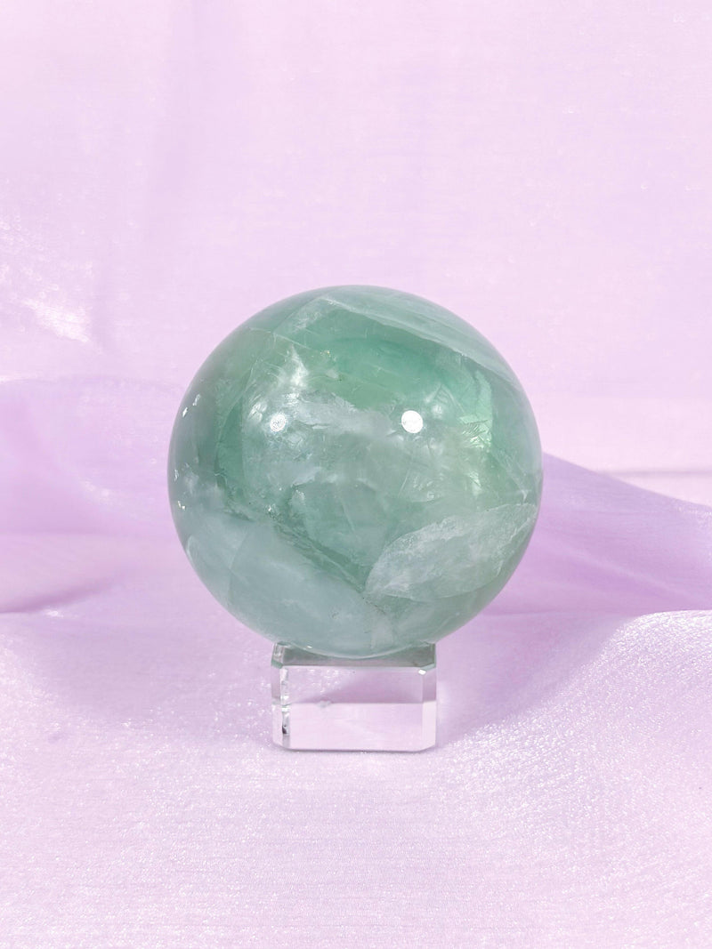 Green Fluorite Sphere - Premium healing crystal from Stones of Virtue Australia.
