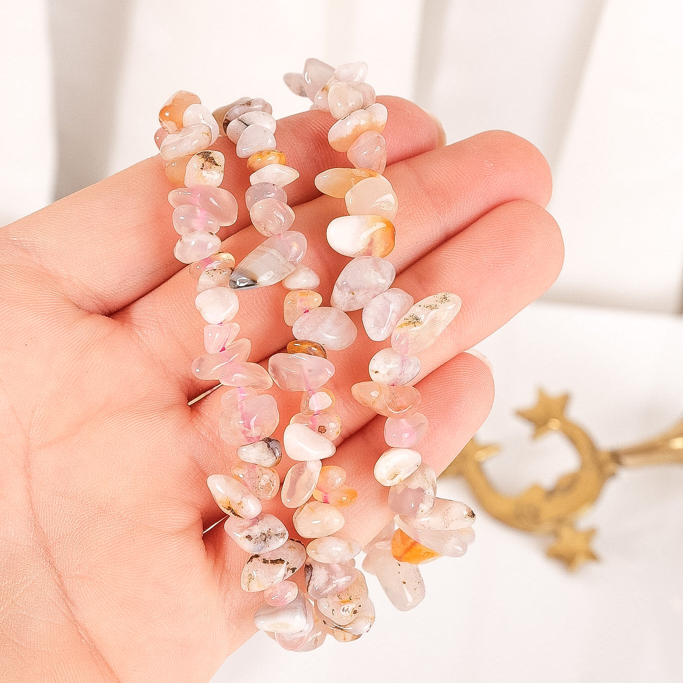 Flower Agate Chip Bracelet