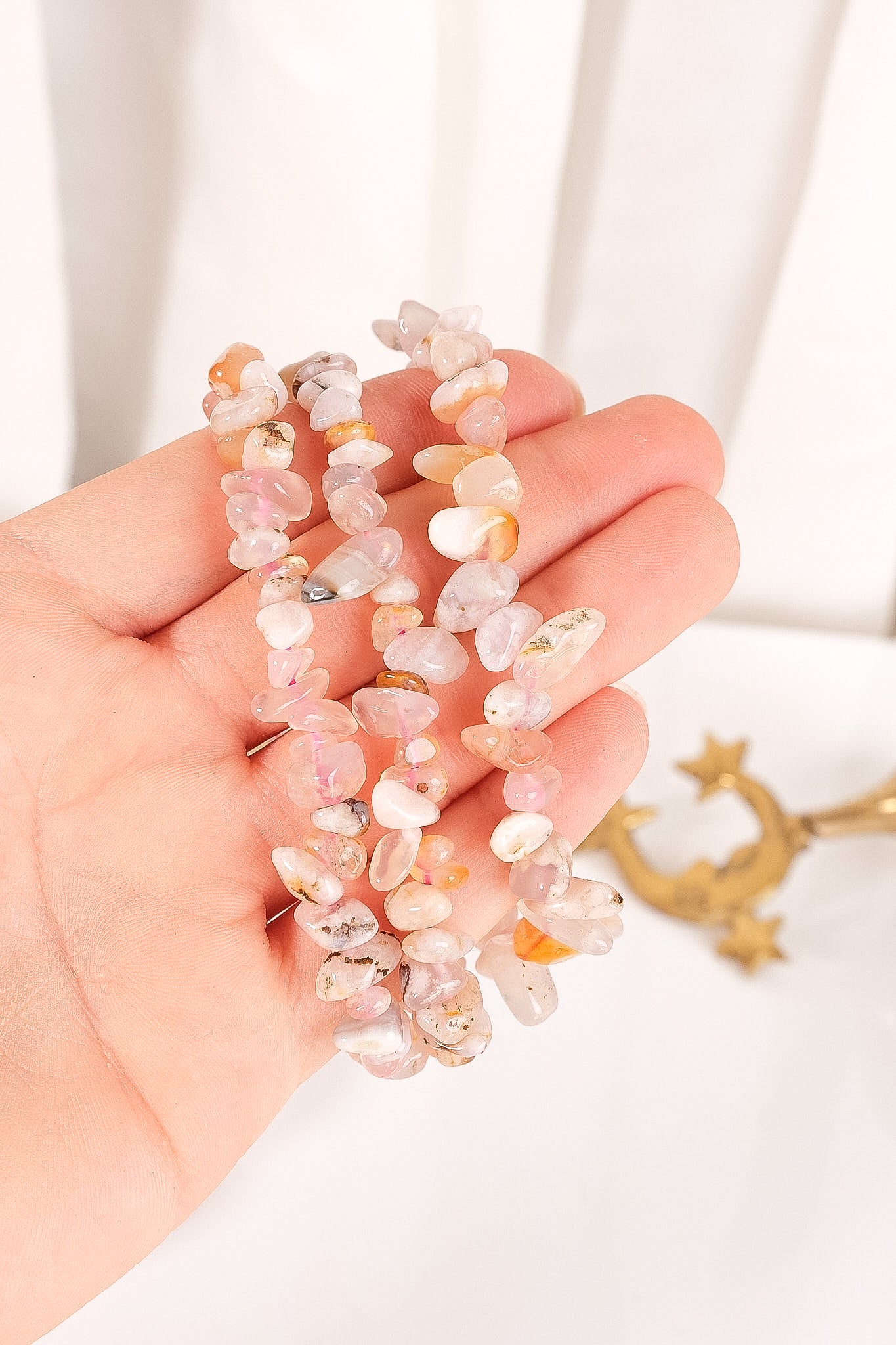 Flower Agate Chip Bracelet