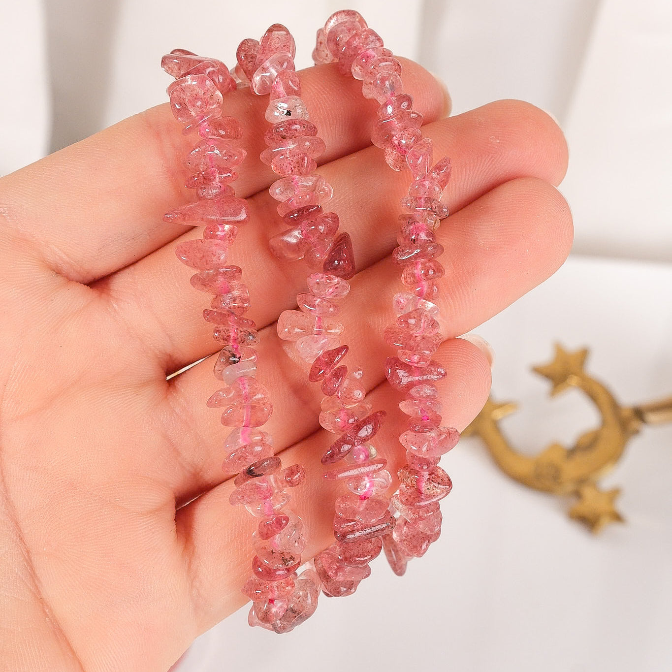 Strawberry Quartz Chip Bracelet