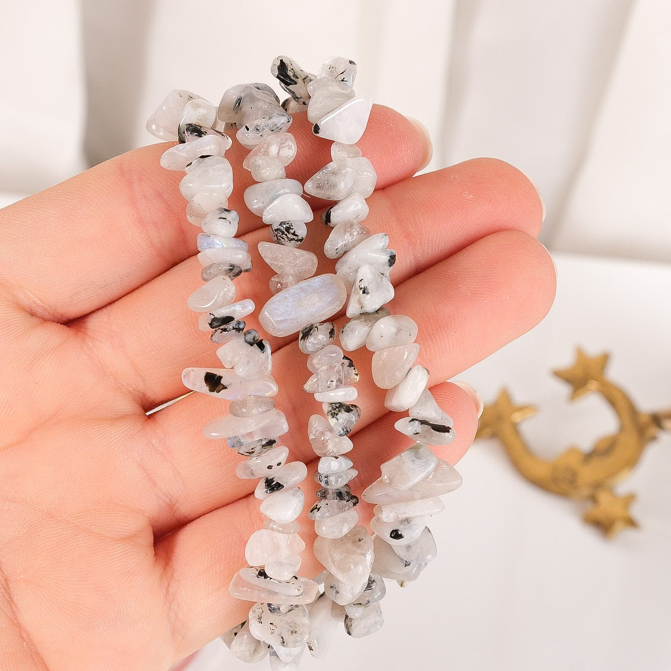 Rainbow Moonstone Chip Bracelet