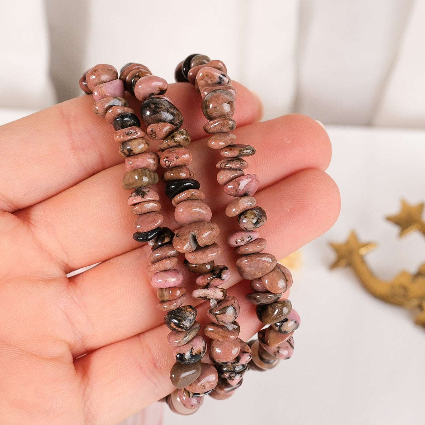 Rhodonite Chip Bracelet