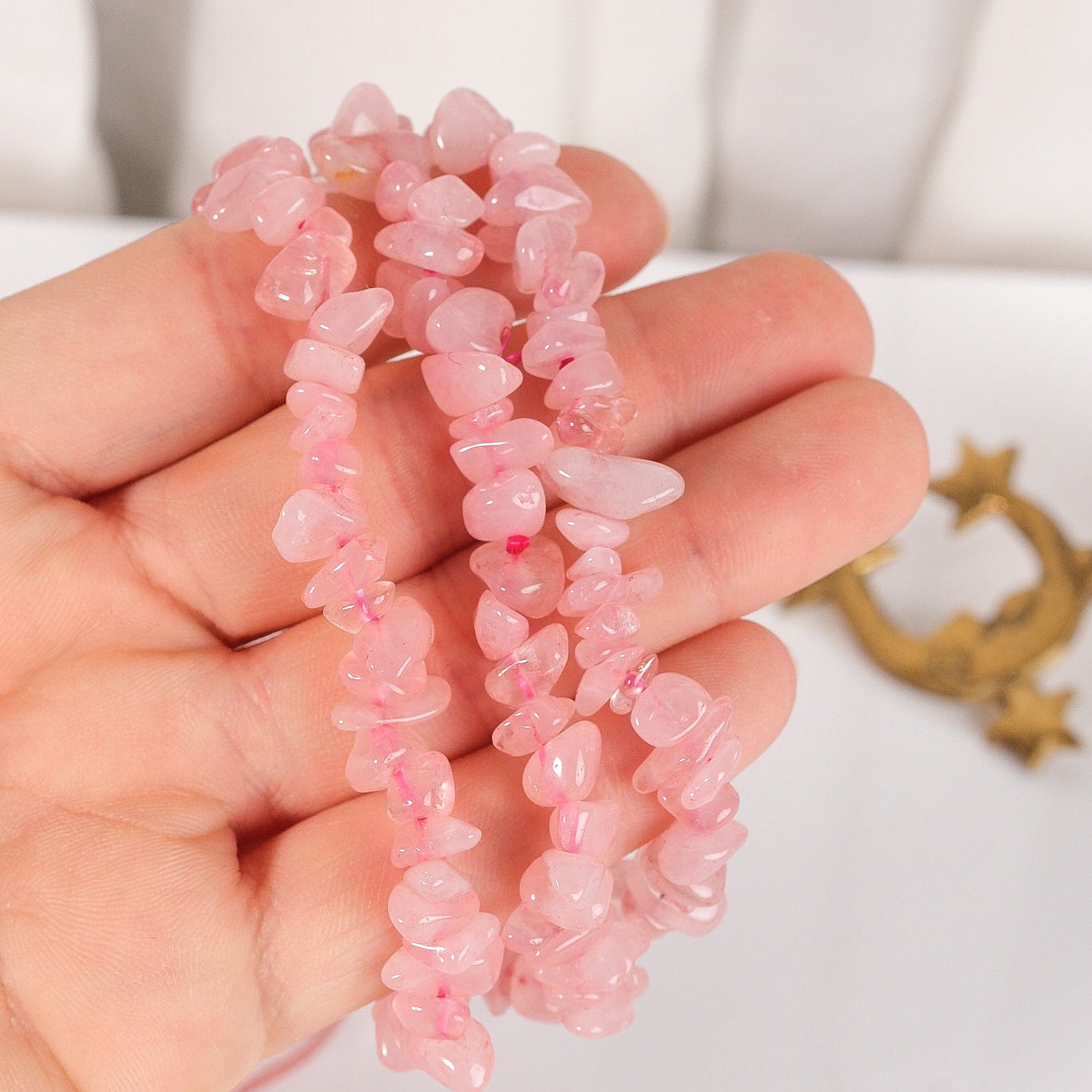 Rose Quartz Chip Bracelet