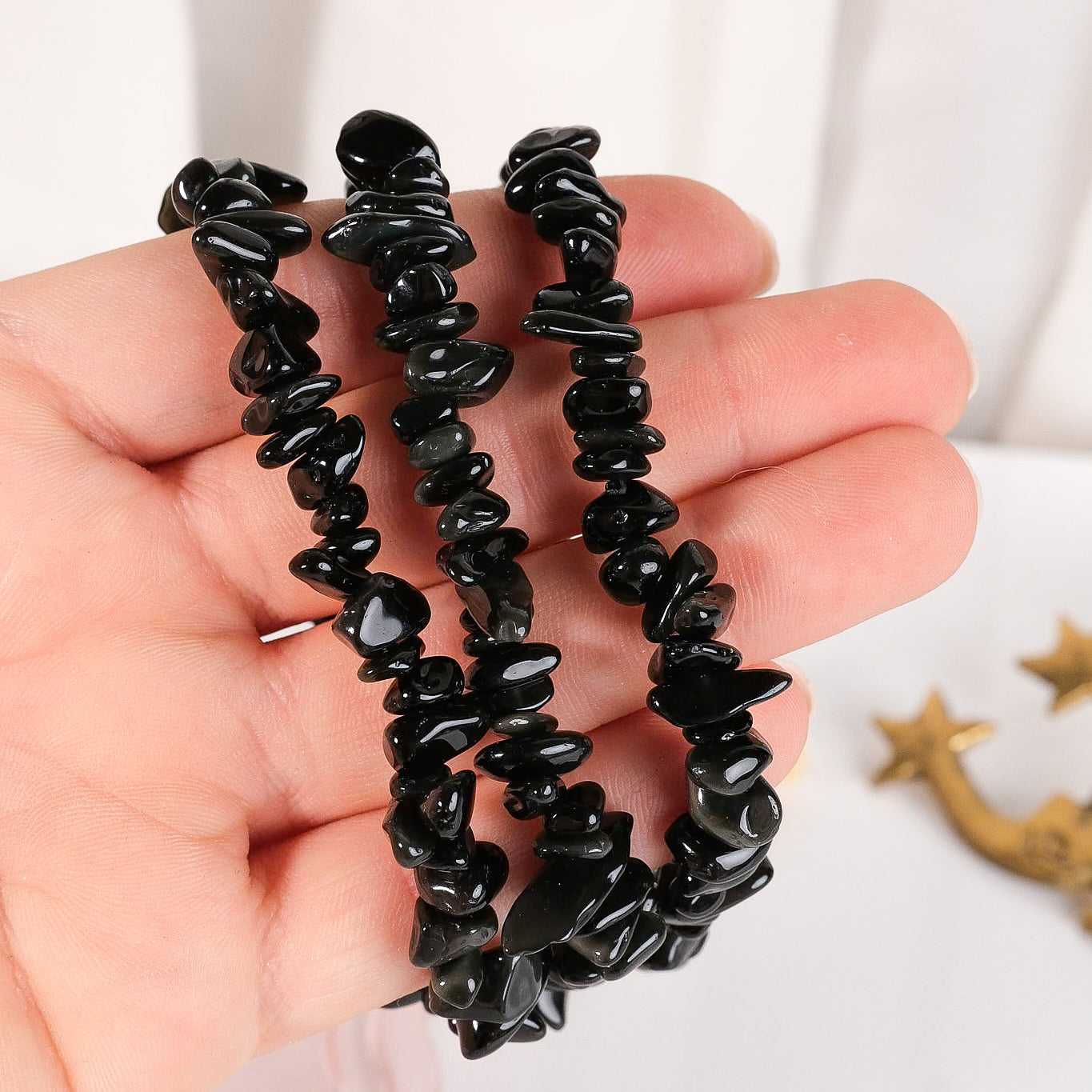 Black Obsidian Chip Bracelet