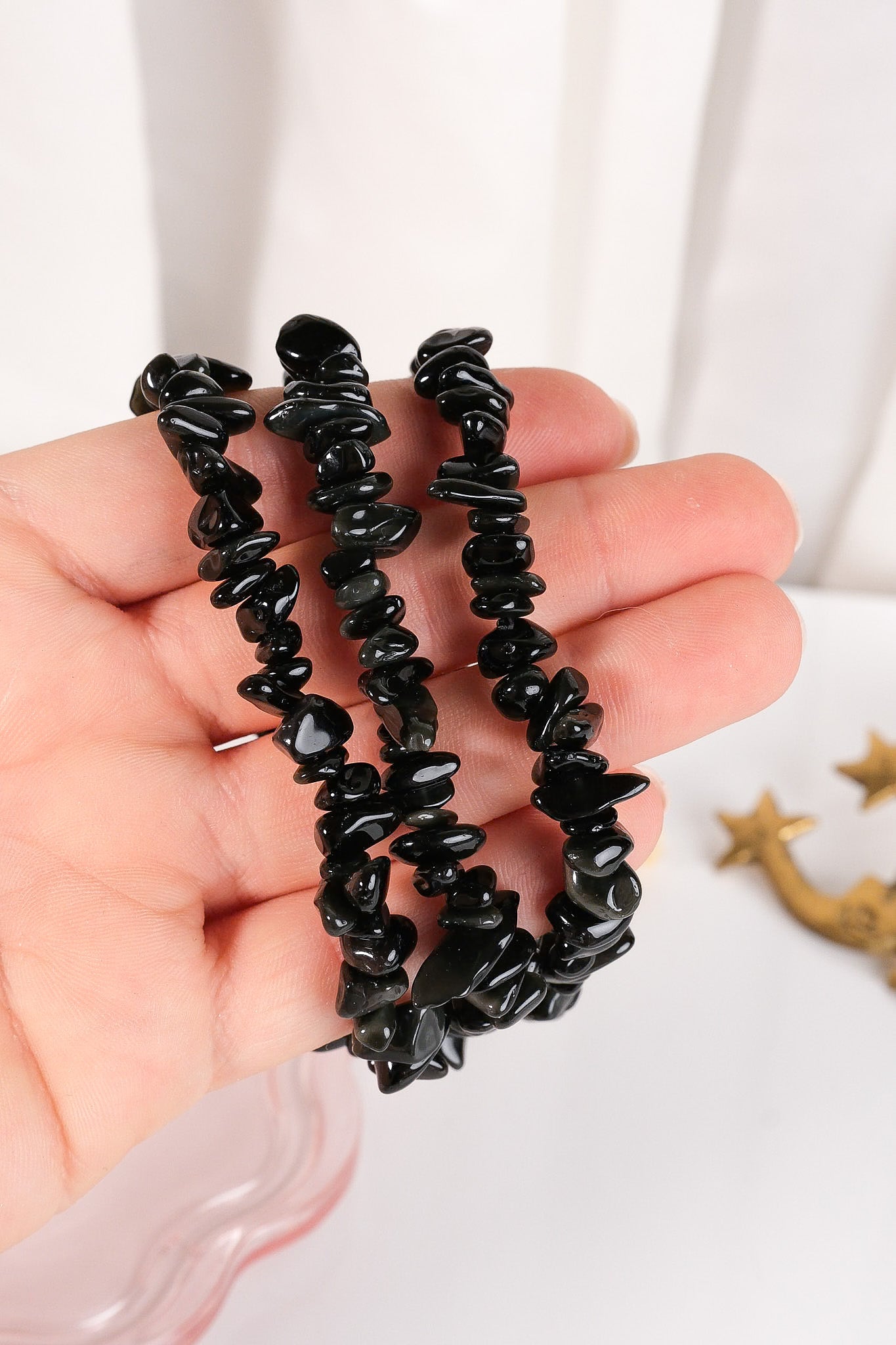 Black Obsidian Chip Bracelet