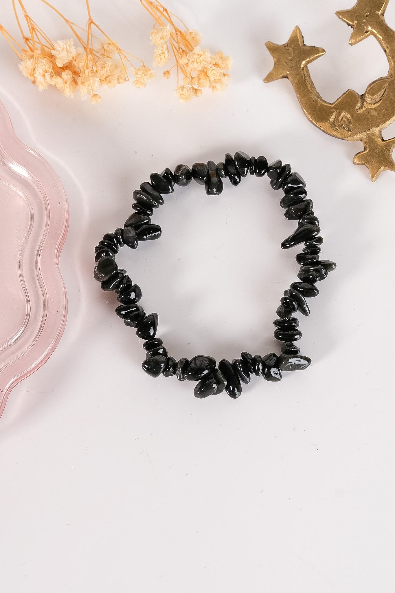 Black Obsidian Chip Bracelet
