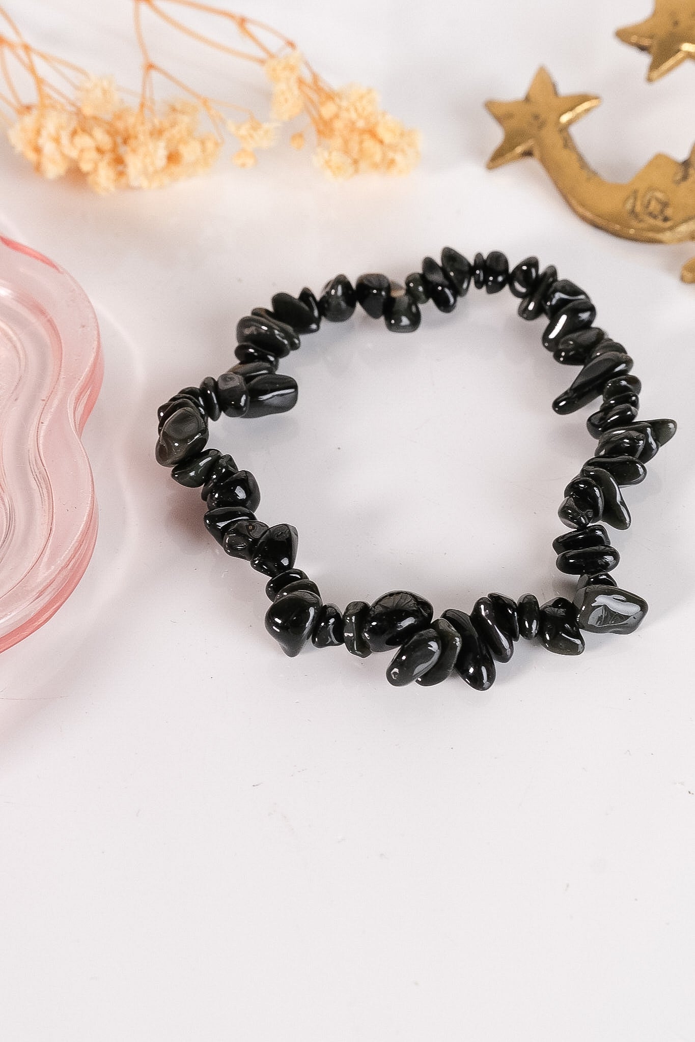 Black Obsidian Chip Bracelet