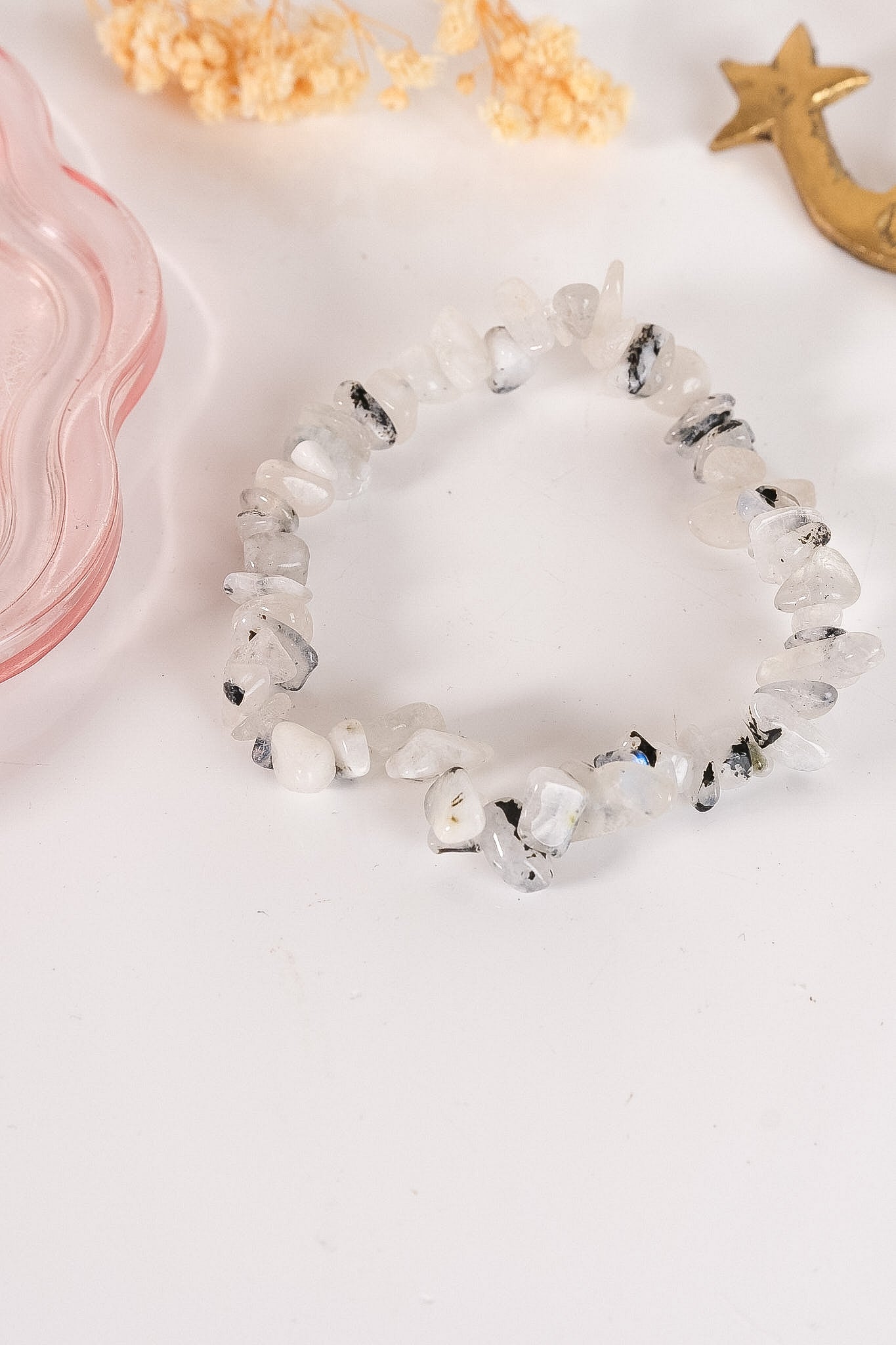 Rainbow Moonstone Chip Bracelet