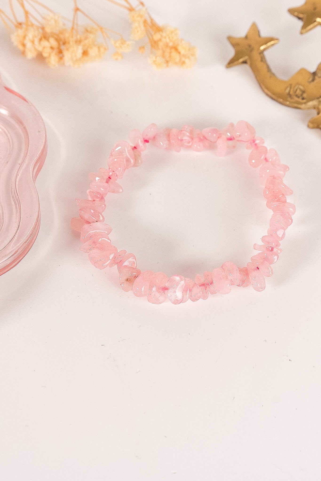 Rose Quartz Chip Bracelet