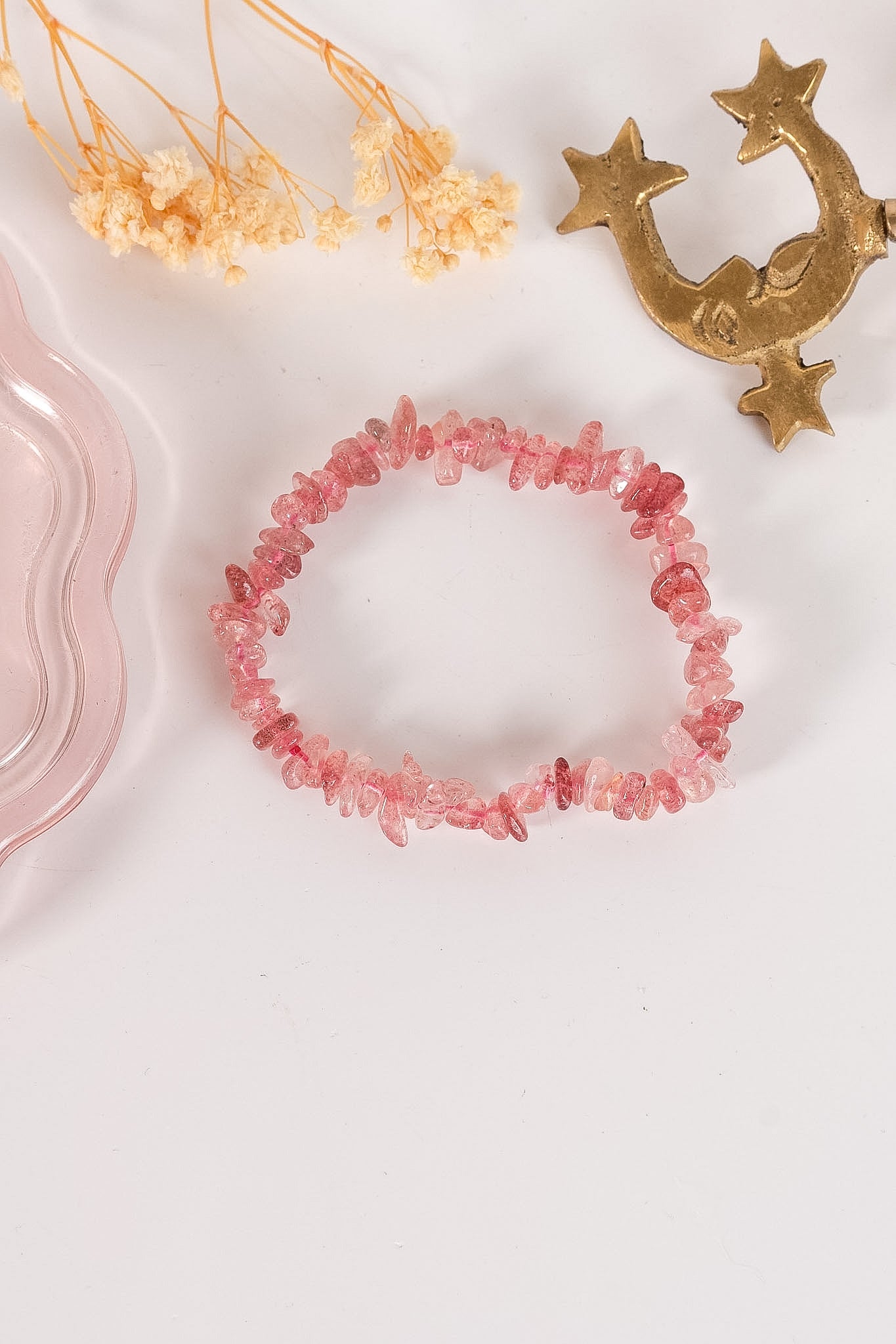 Strawberry Quartz Chip Bracelet
