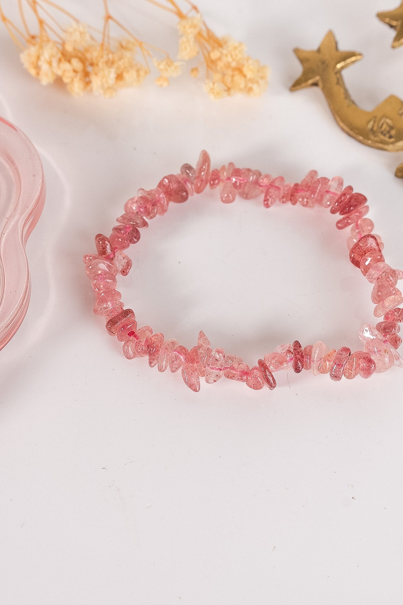 Strawberry Quartz Chip Bracelet