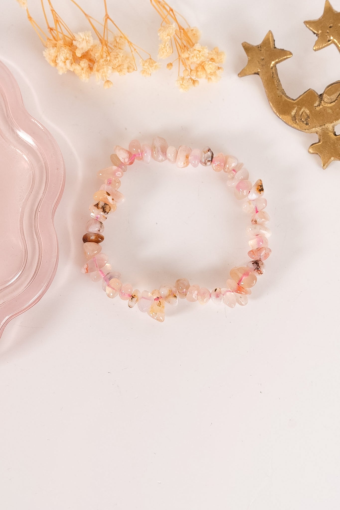 Flower Agate Chip Bracelet