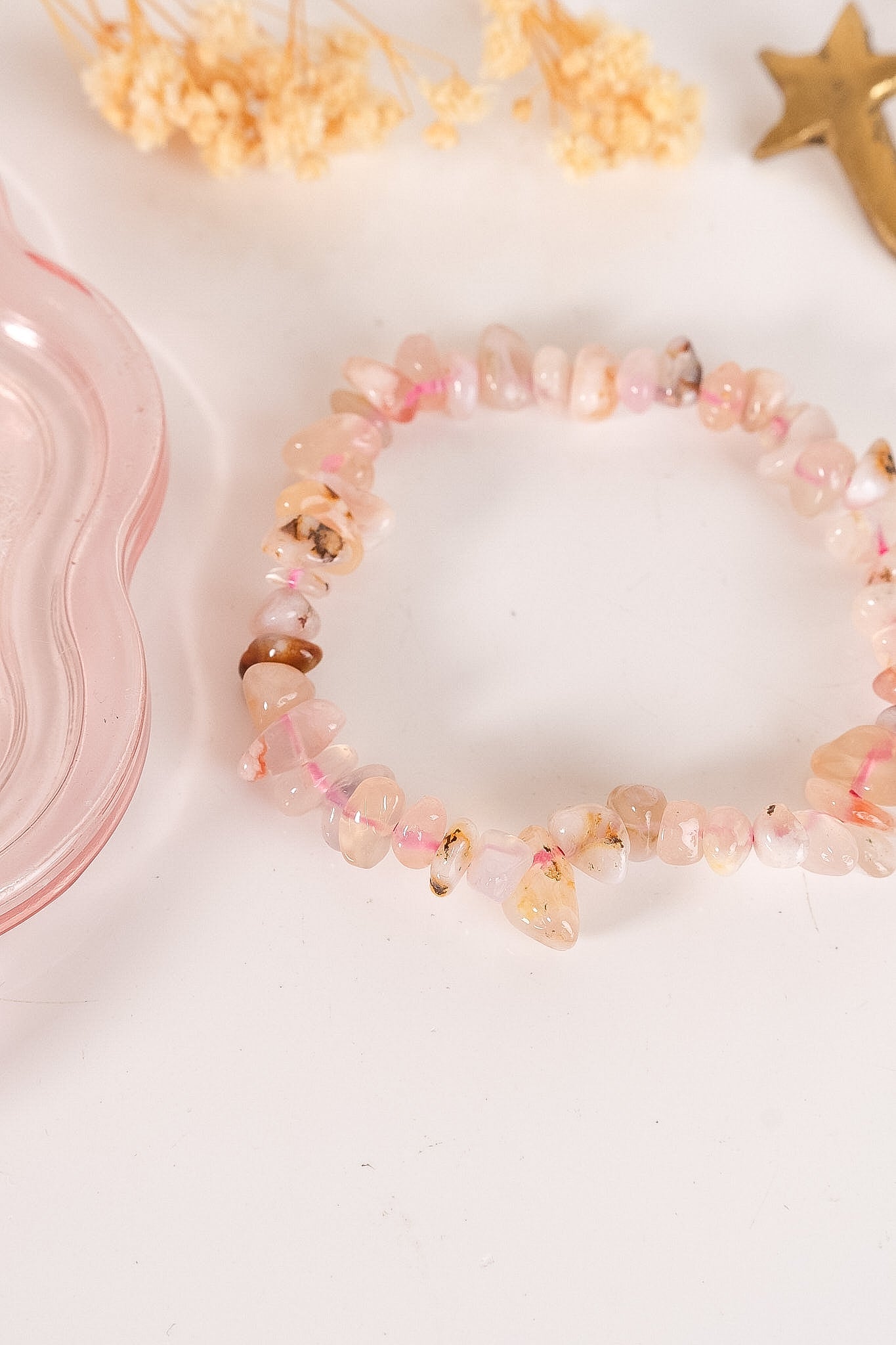 Flower Agate Chip Bracelet