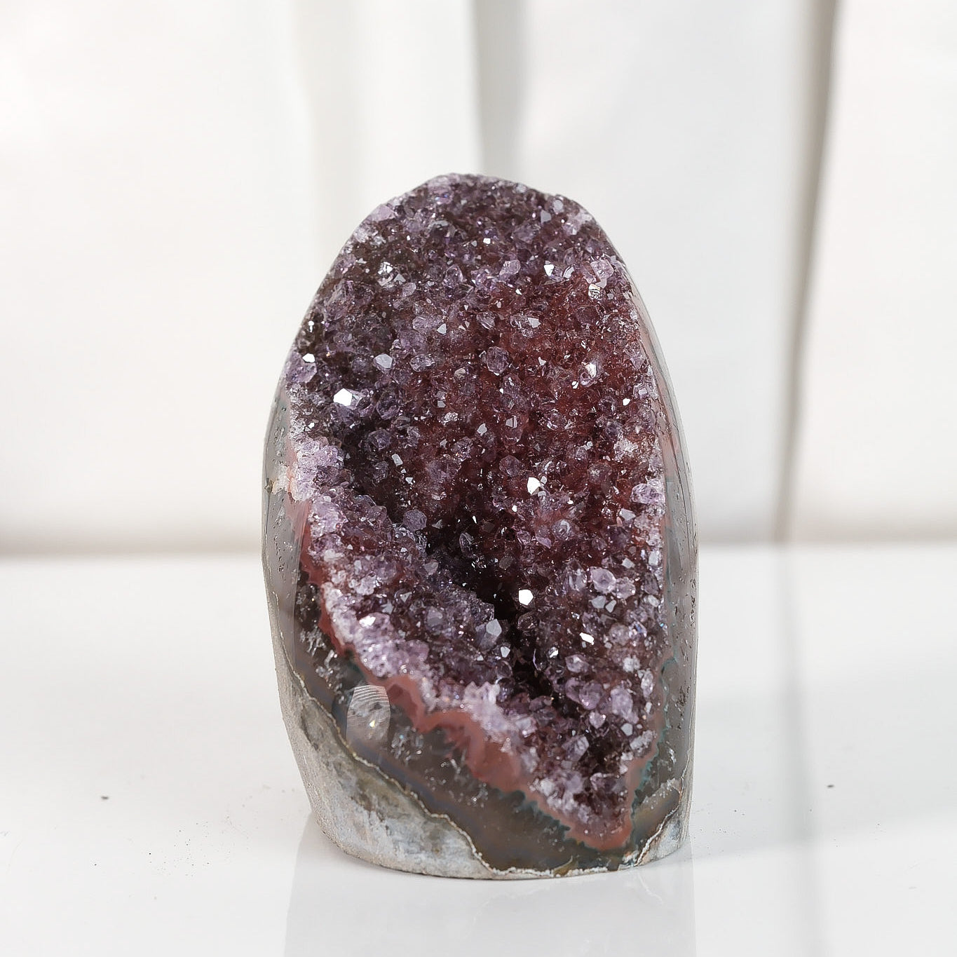 High Quality Burgundy/Pink Sugar Coated Amethyst Cutbase Cluster
