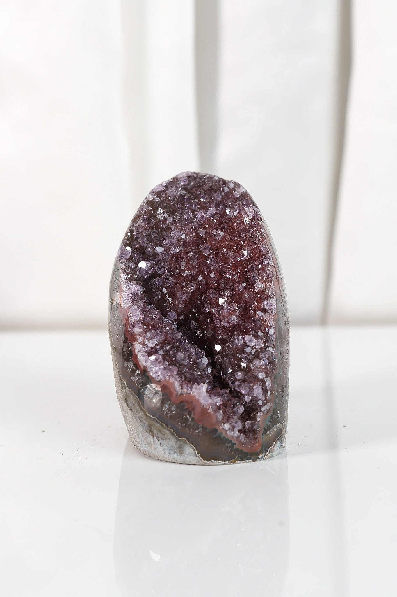 High Quality Burgundy/Pink Sugar Coated Amethyst Cutbase Cluster