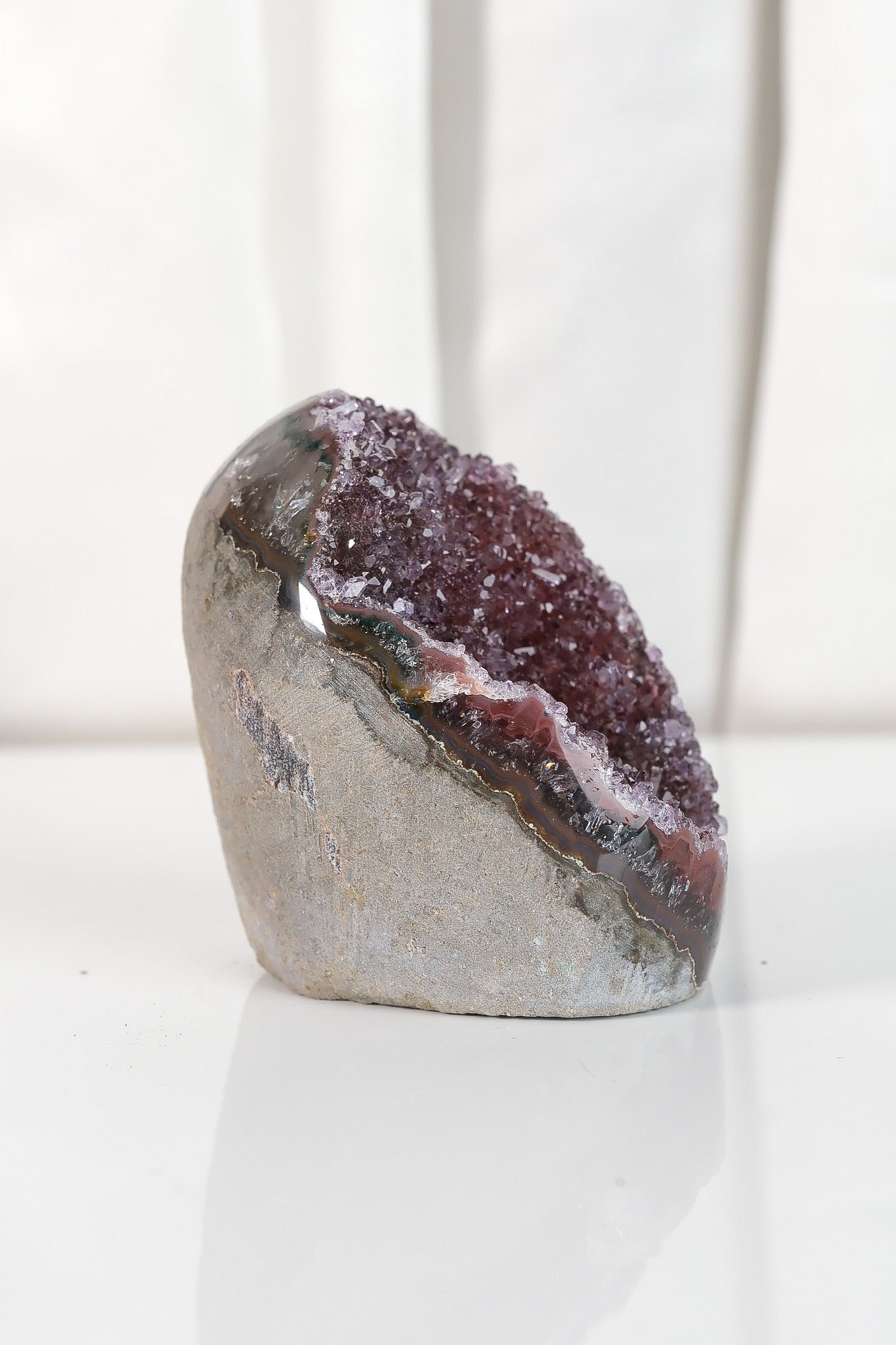 High Quality Burgundy/Pink Sugar Coated Amethyst Cutbase Cluster