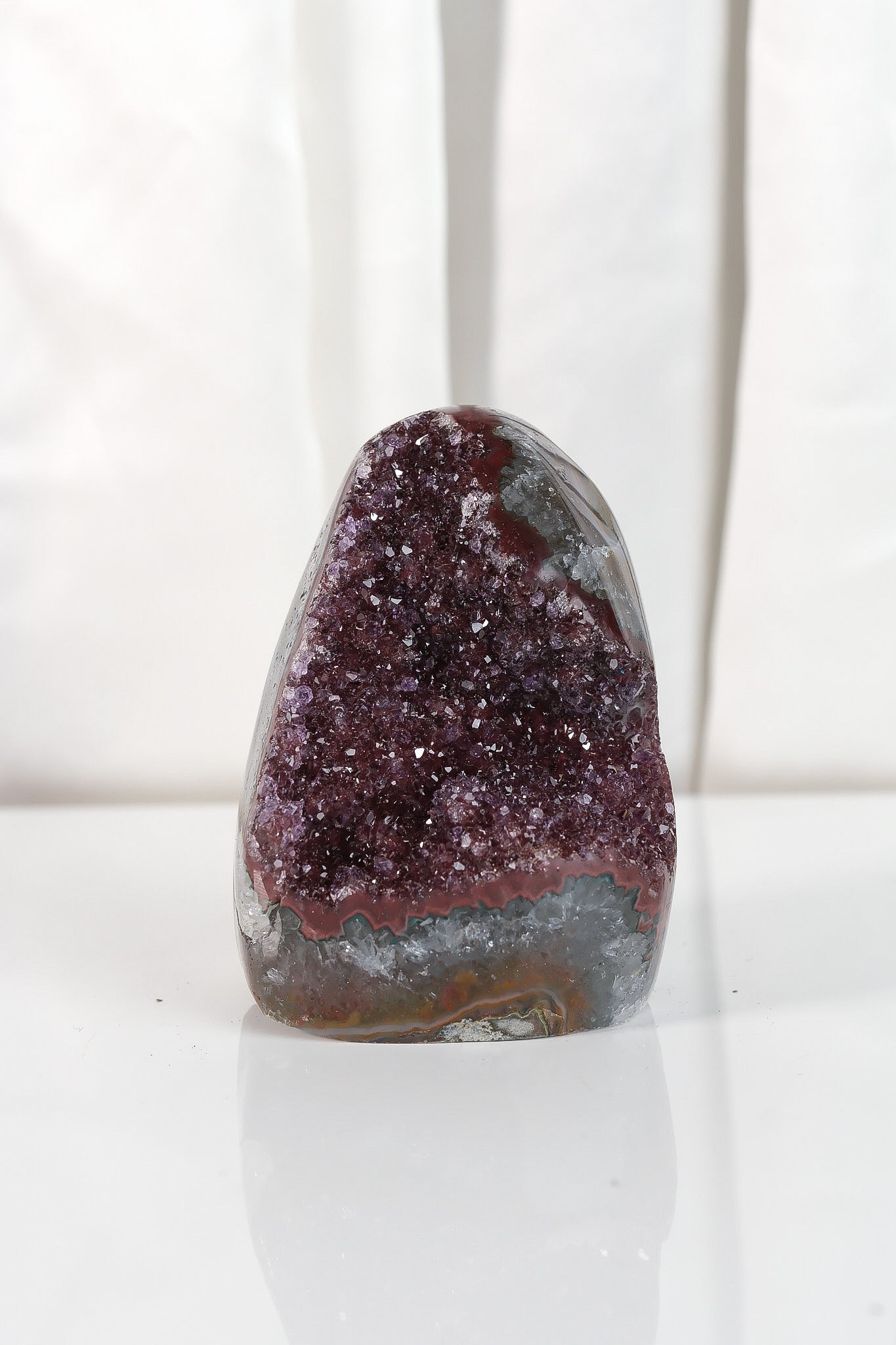 High Quality Burgundy/Pink Sugar Coated Amethyst Cutbase Cluster