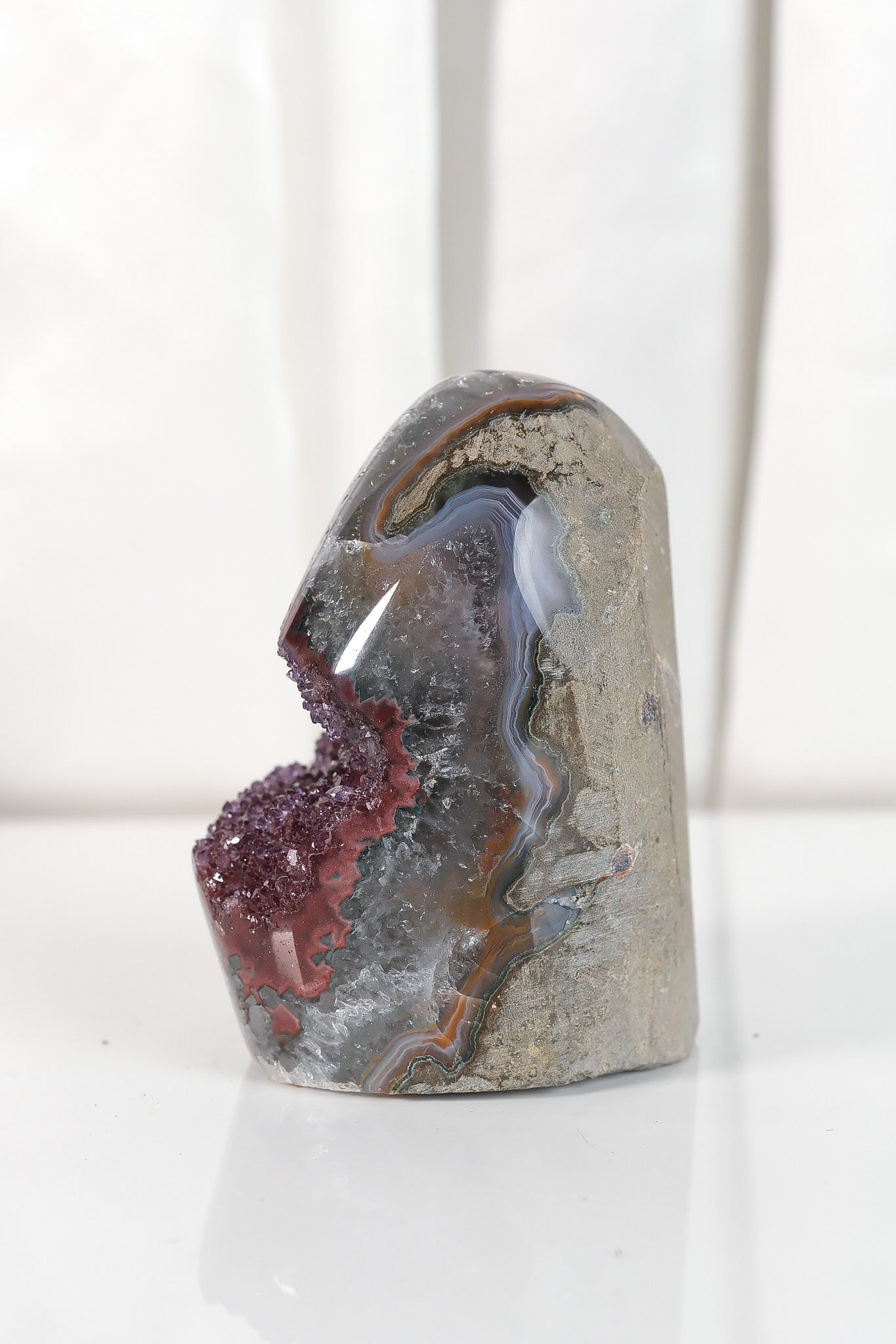 High Quality Burgundy/Pink Sugar Coated Amethyst Cutbase Cluster