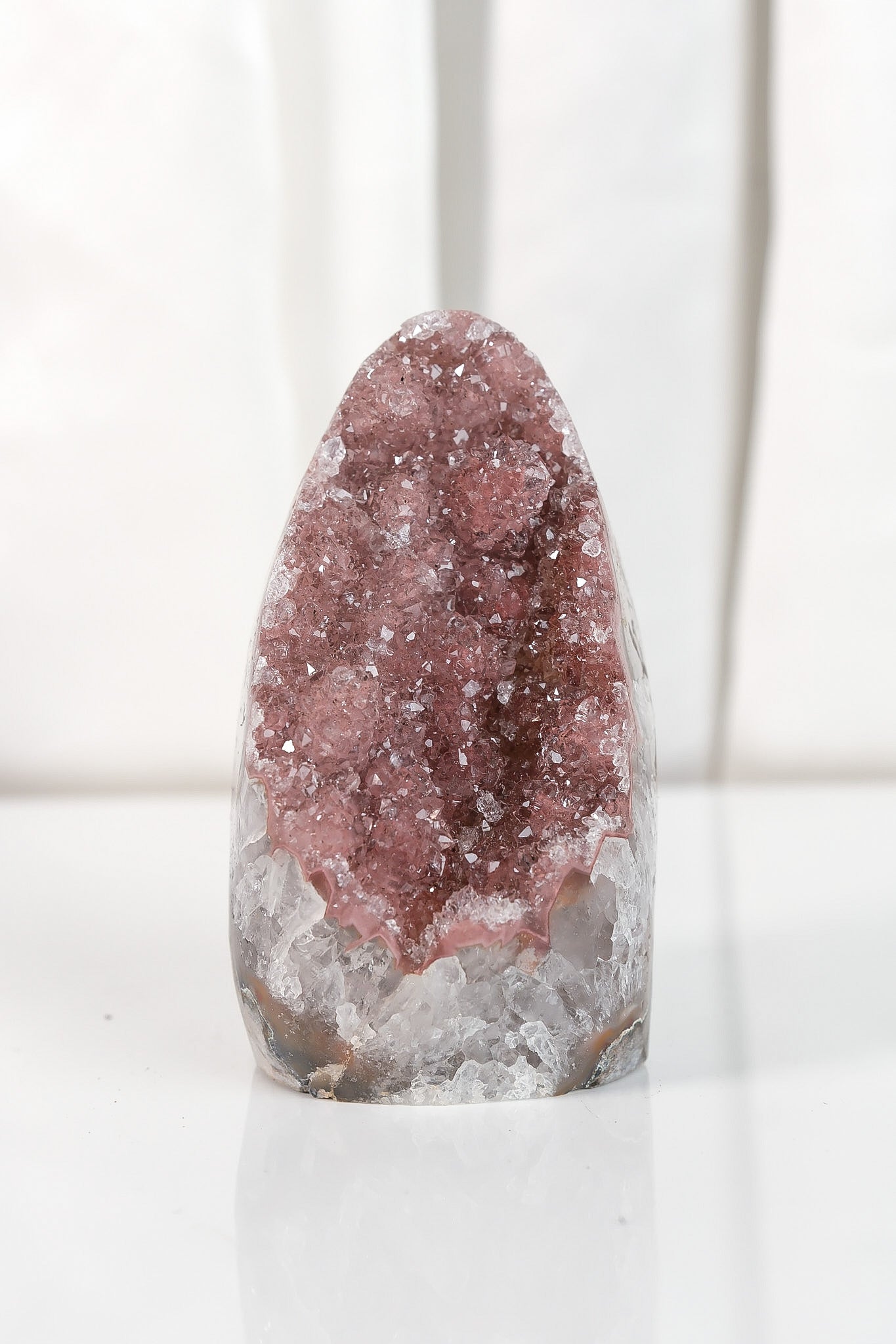 High Quality Burgundy/Pink Sugar Coated Amethyst Cutbase Cluster