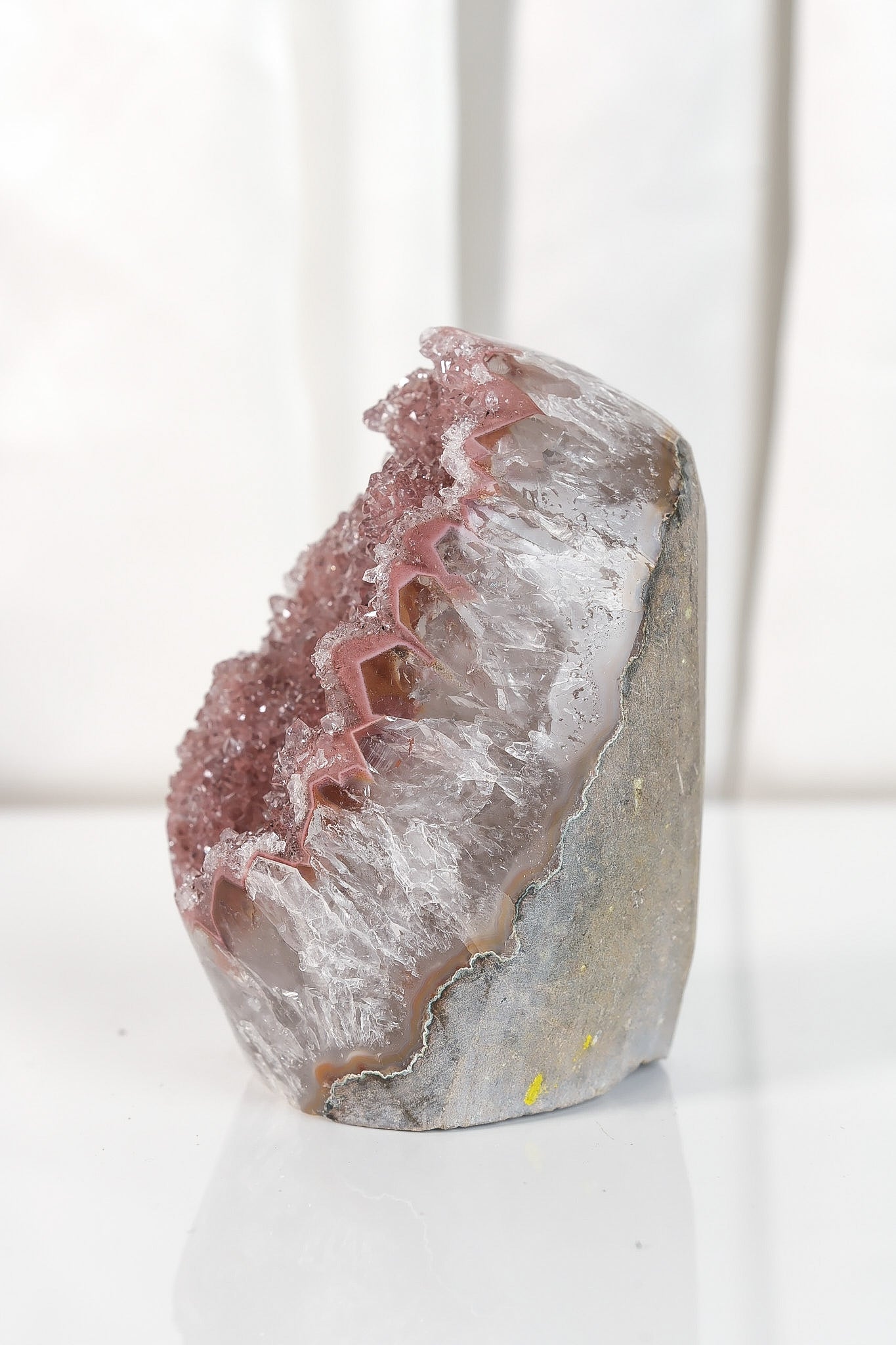 High Quality Burgundy/Pink Sugar Coated Amethyst Cutbase Cluster