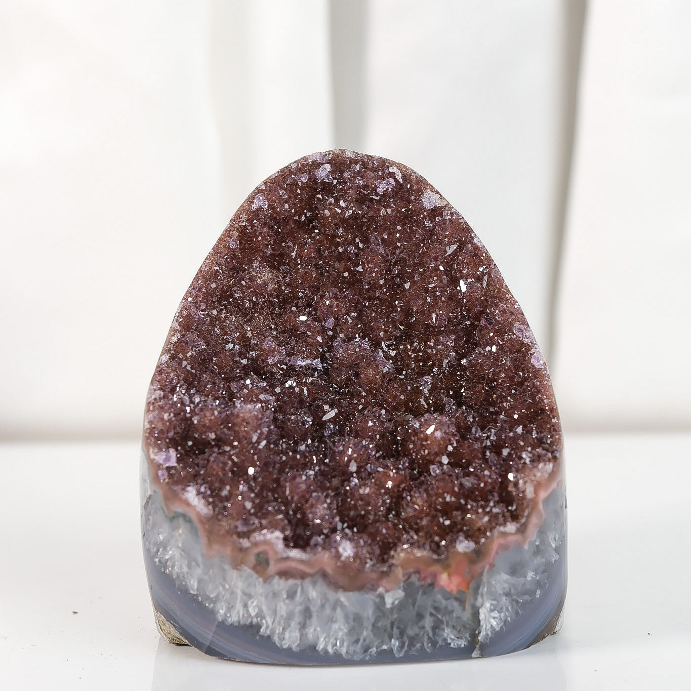 High Quality Burgundy/Pink Sugar Coated Amethyst Cutbase Cluster