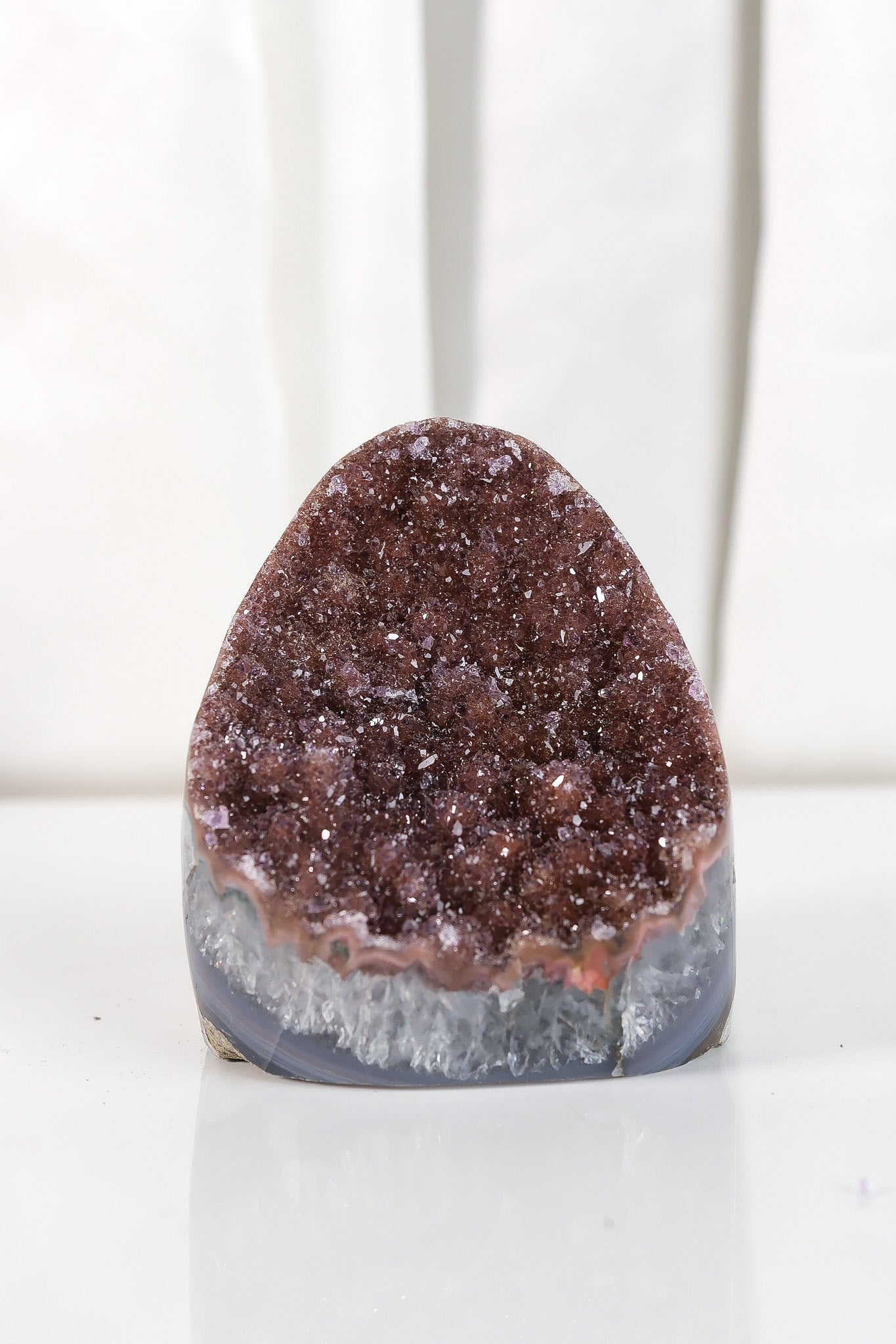 High Quality Burgundy/Pink Sugar Coated Amethyst Cutbase Cluster