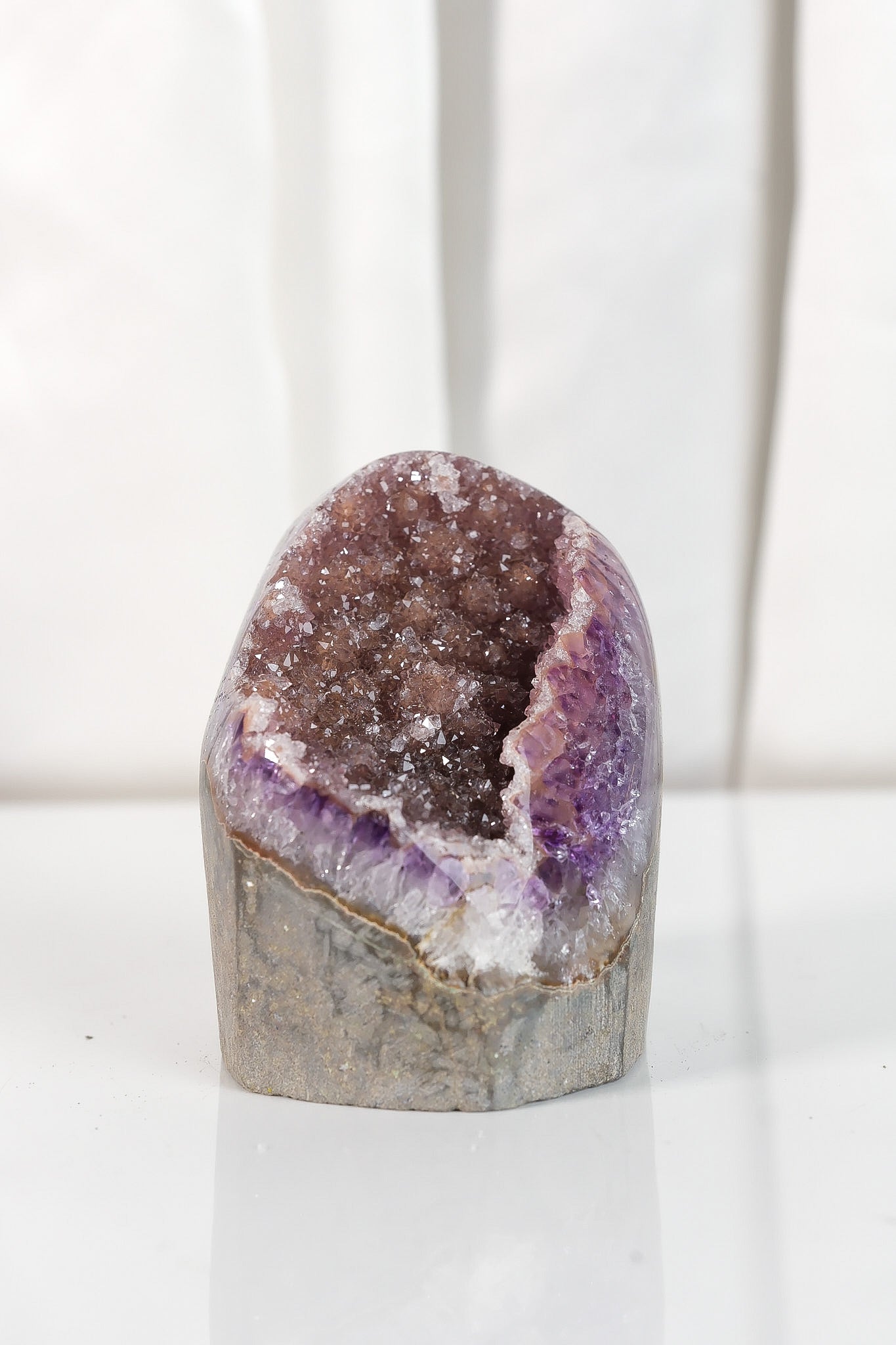 High Quality Burgundy/Pink Sugar Coated Amethyst Cutbase Cluster
