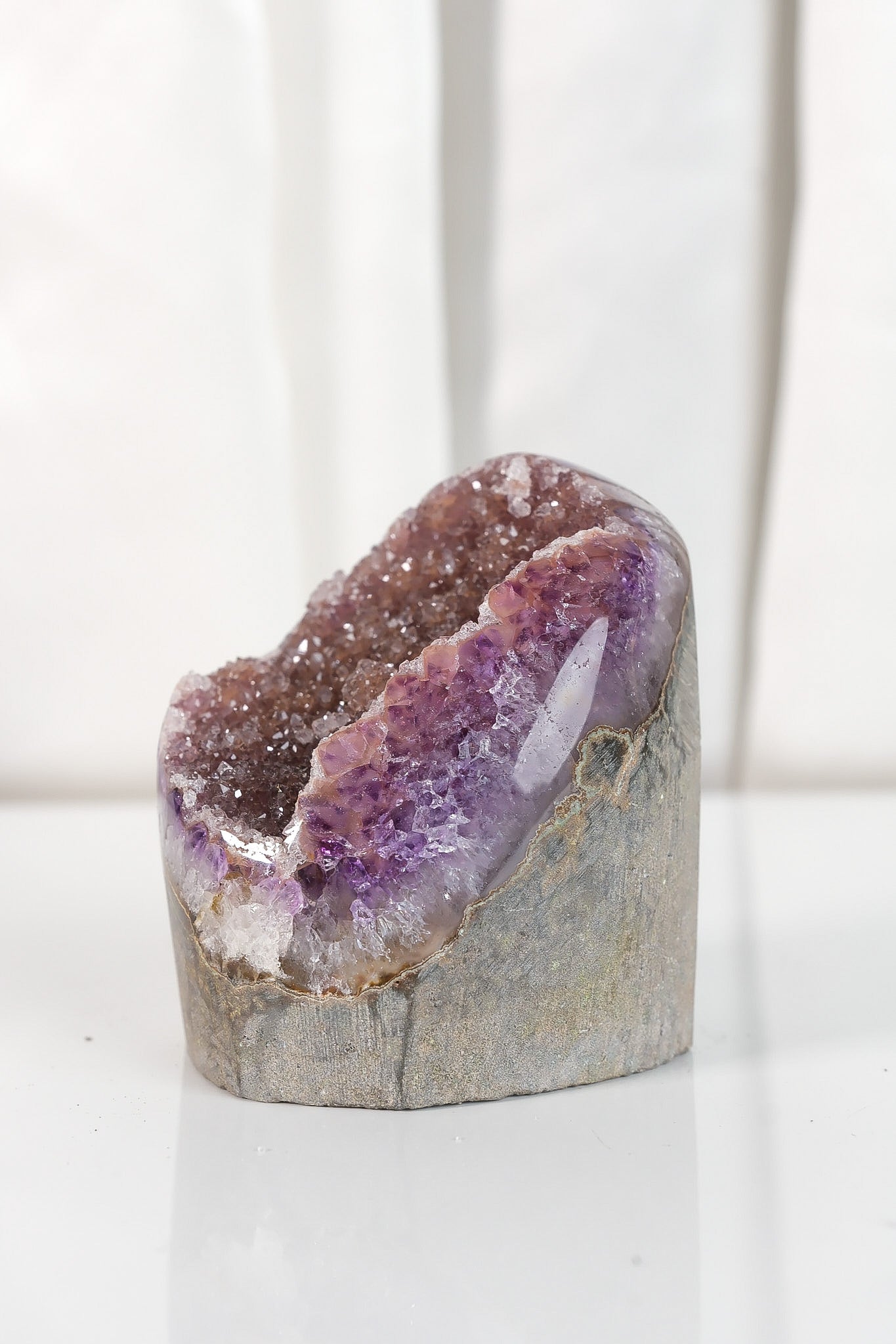 High Quality Burgundy/Pink Sugar Coated Amethyst Cutbase Cluster